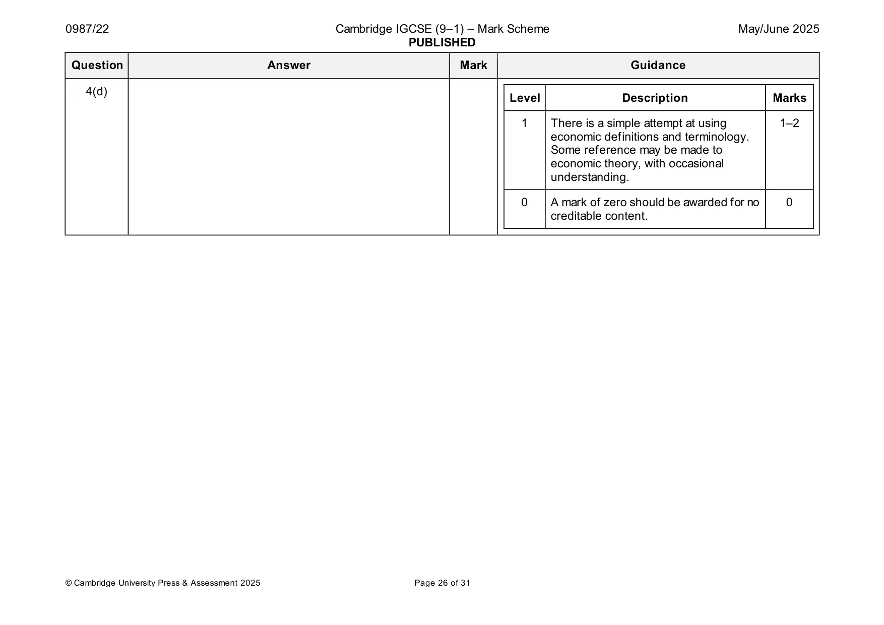 Mark scheme, page 26 of 31