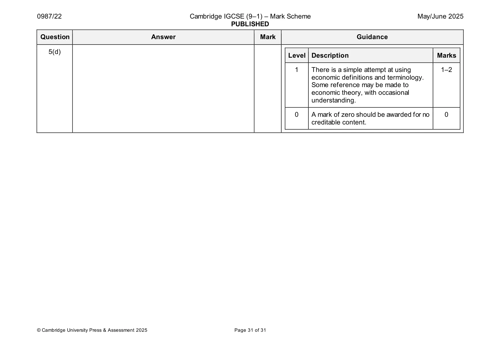 Mark scheme, page 31 of 31