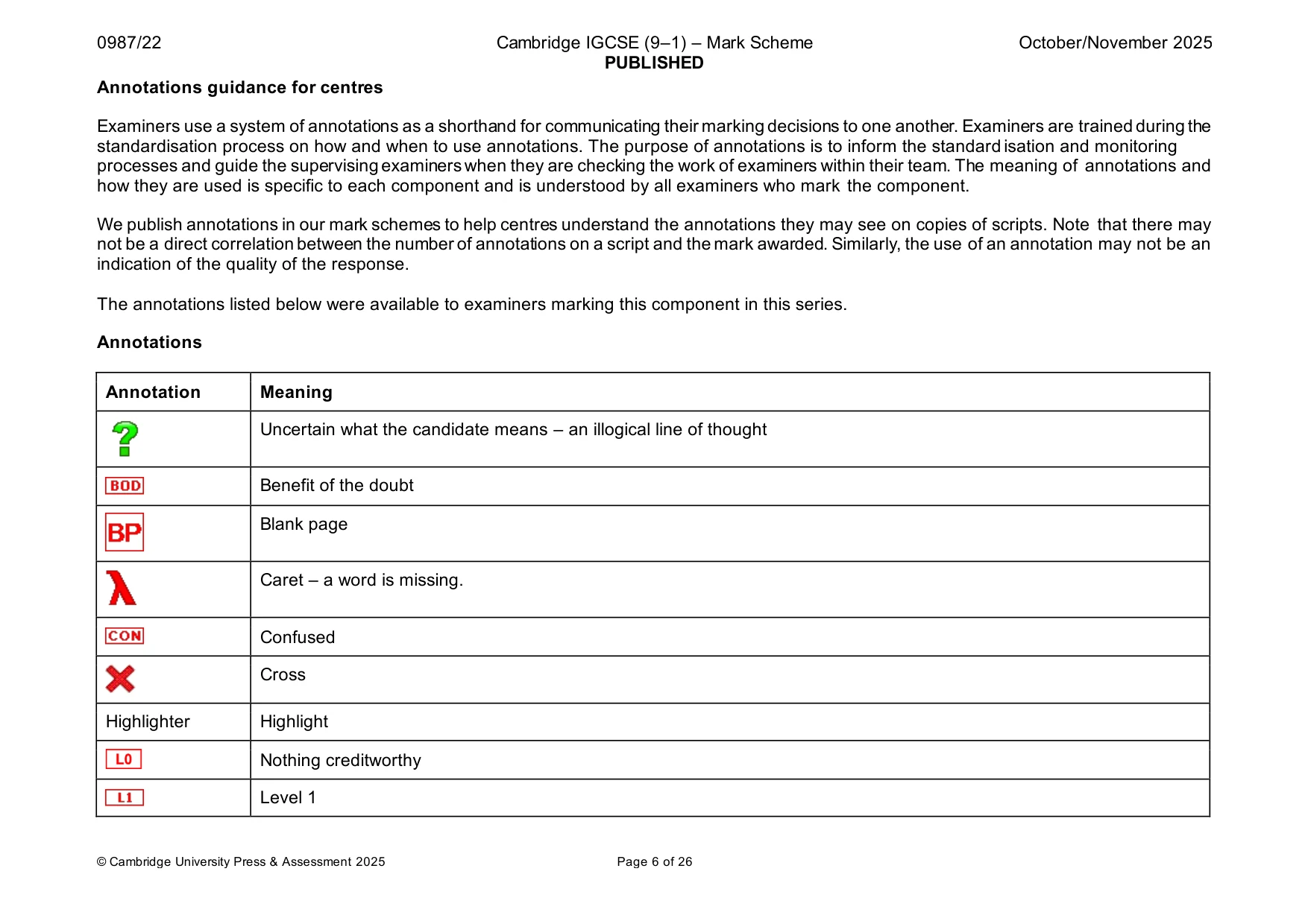 Mark scheme, page 6 of 26