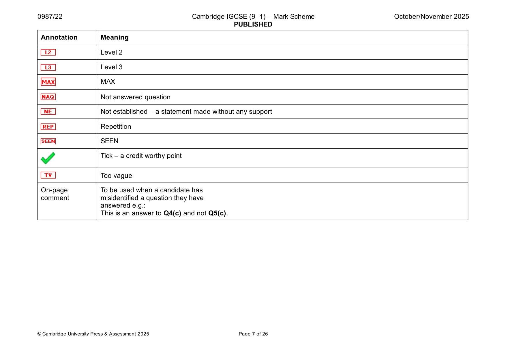 Mark scheme, page 7 of 26