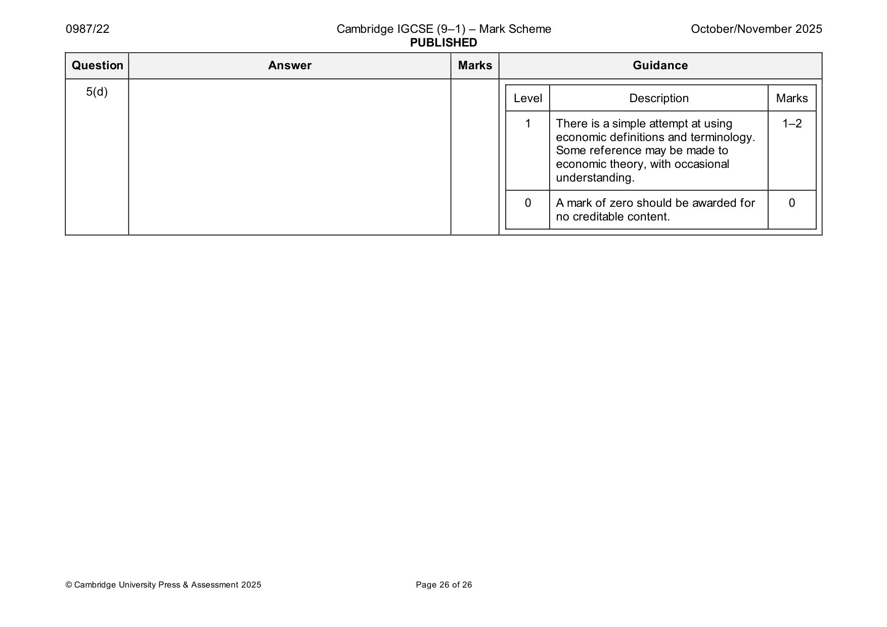 Mark scheme, page 26 of 26