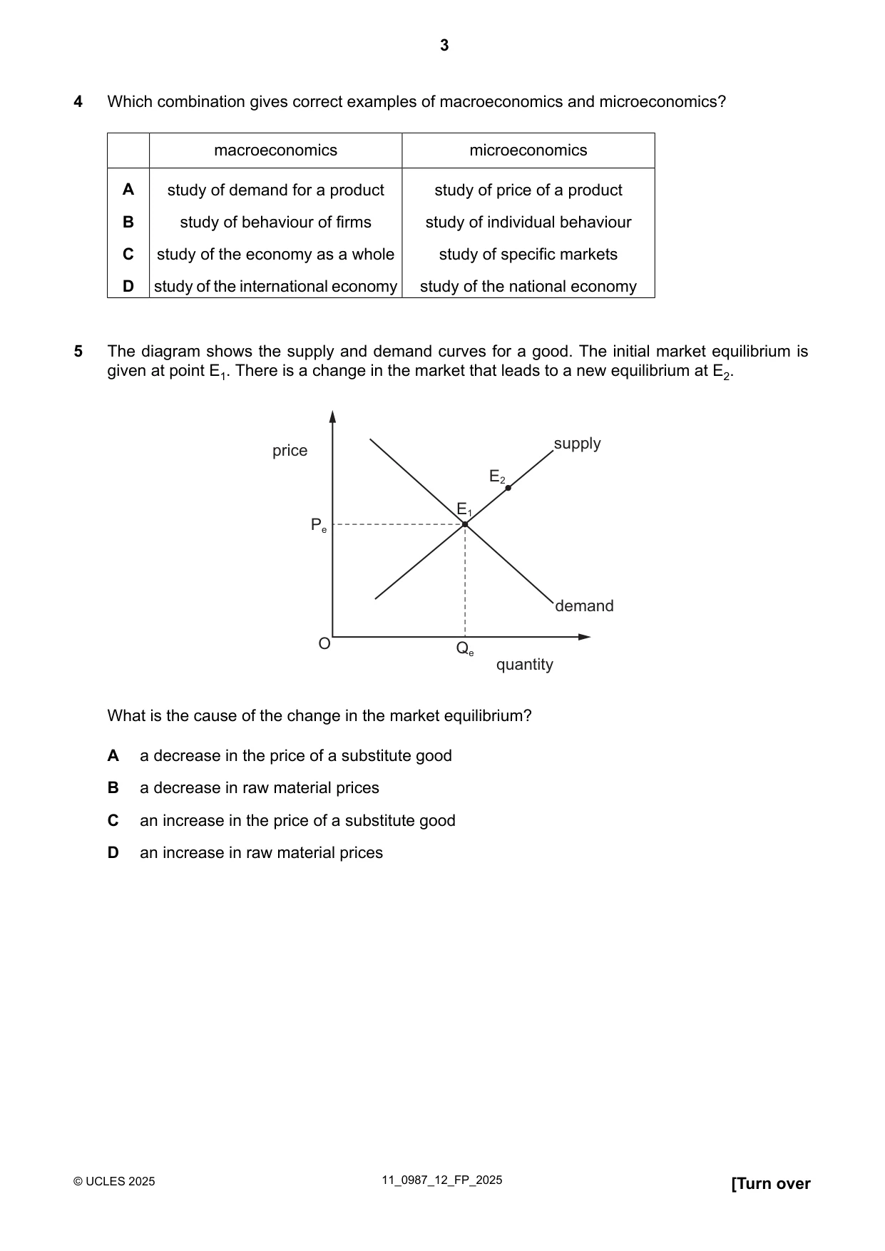Cambridge IGCSE Economics (9-1) 0987 2025 Oct/Nov Paper 1 · Variant 2 question paper, page 3 of 12