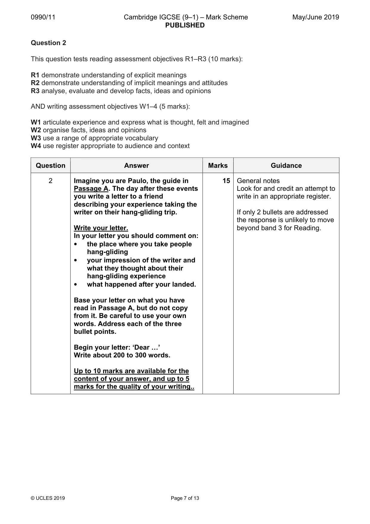 Mark scheme, page 7 of 13