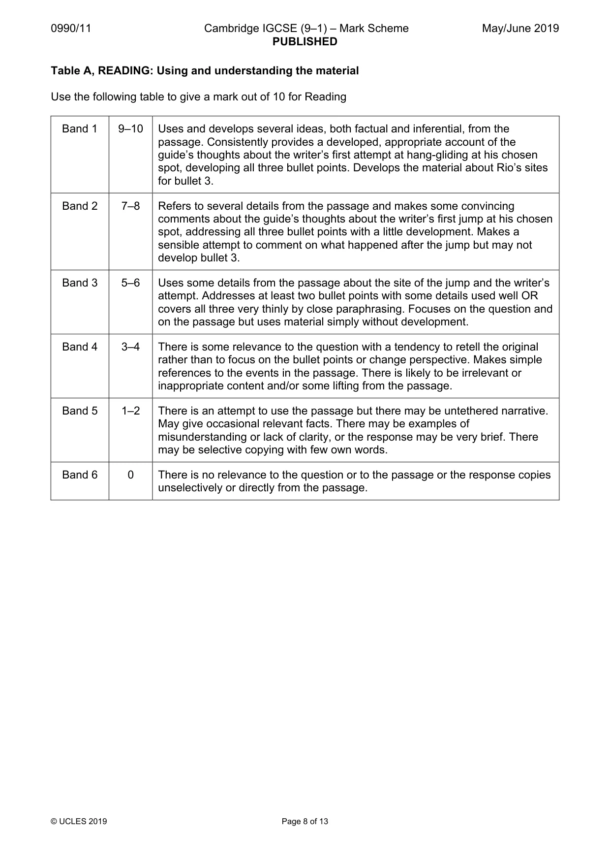 Mark scheme, page 8 of 13
