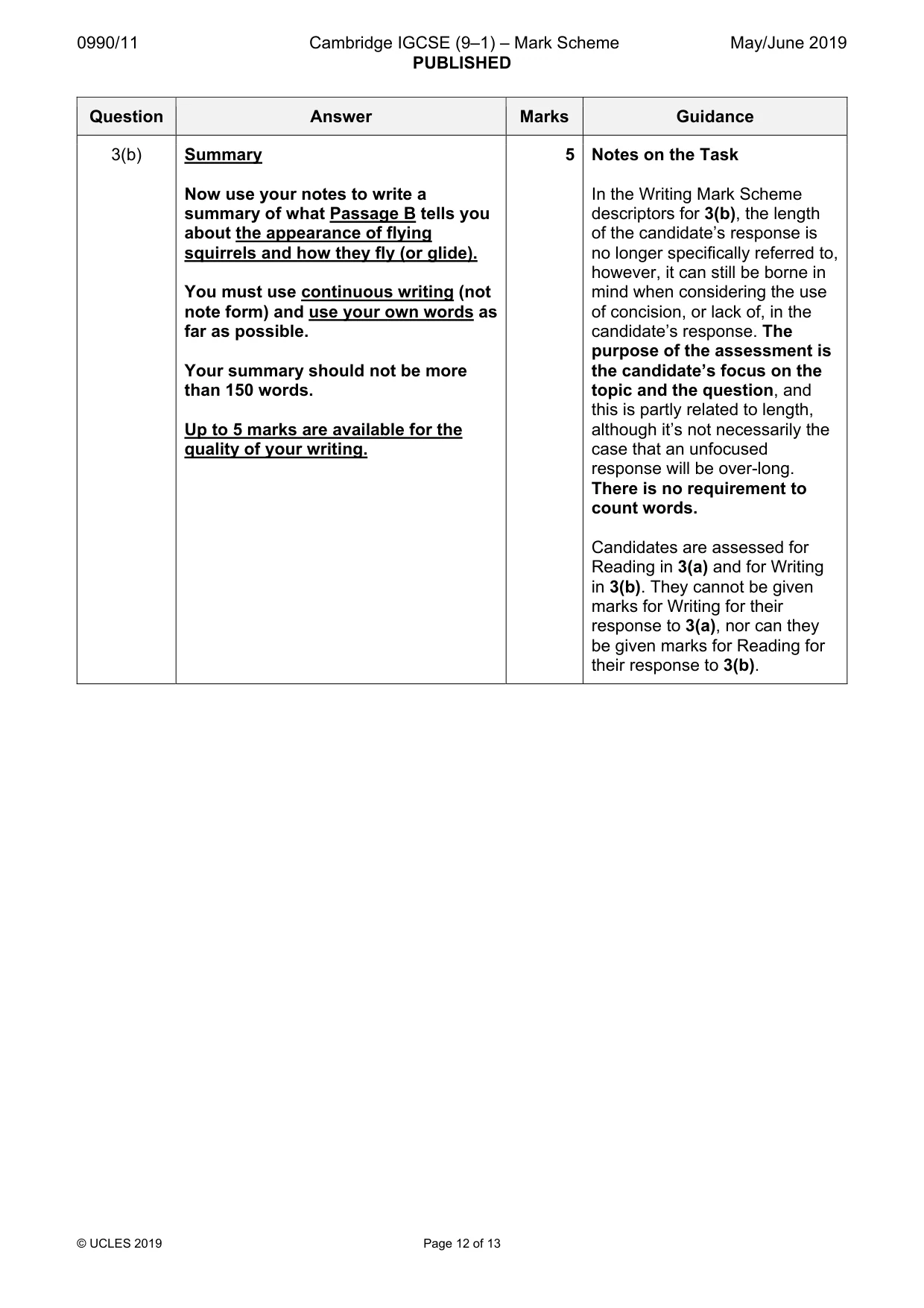 Mark scheme, page 12 of 13