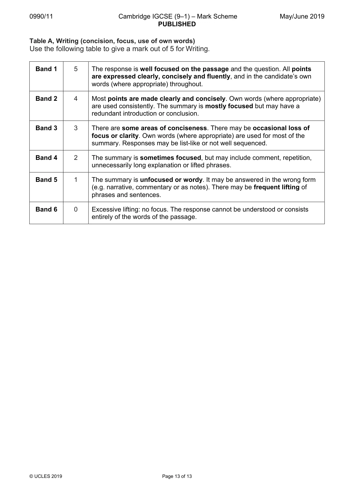 Mark scheme, page 13 of 13