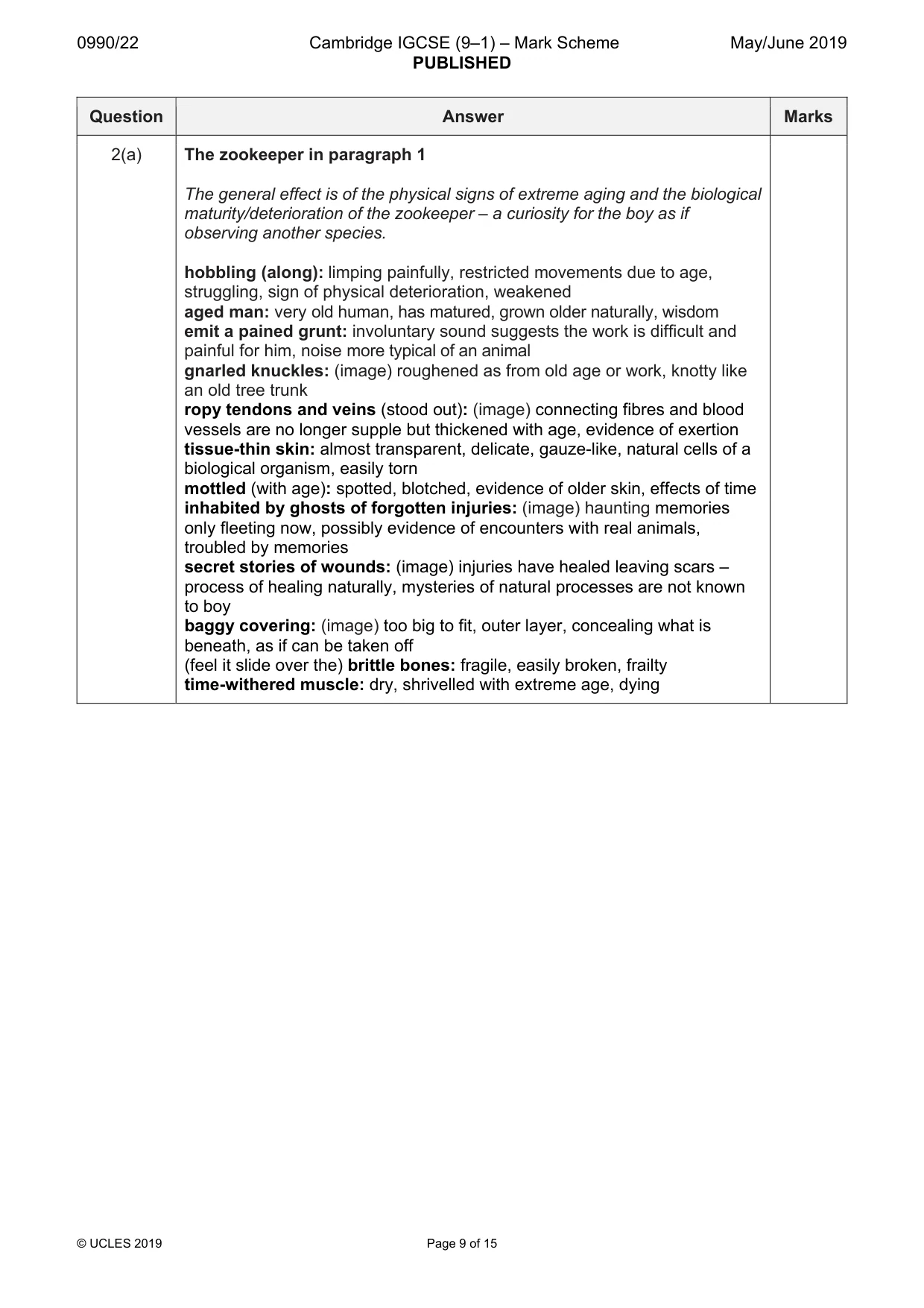 Mark scheme, page 9 of 15