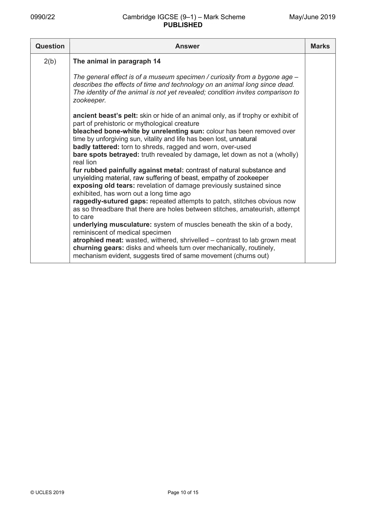 Mark scheme, page 10 of 15