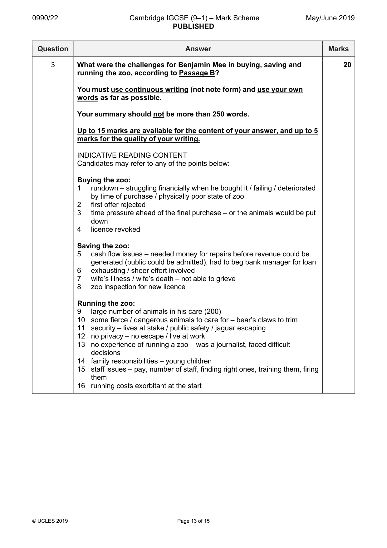 Mark scheme, page 13 of 15