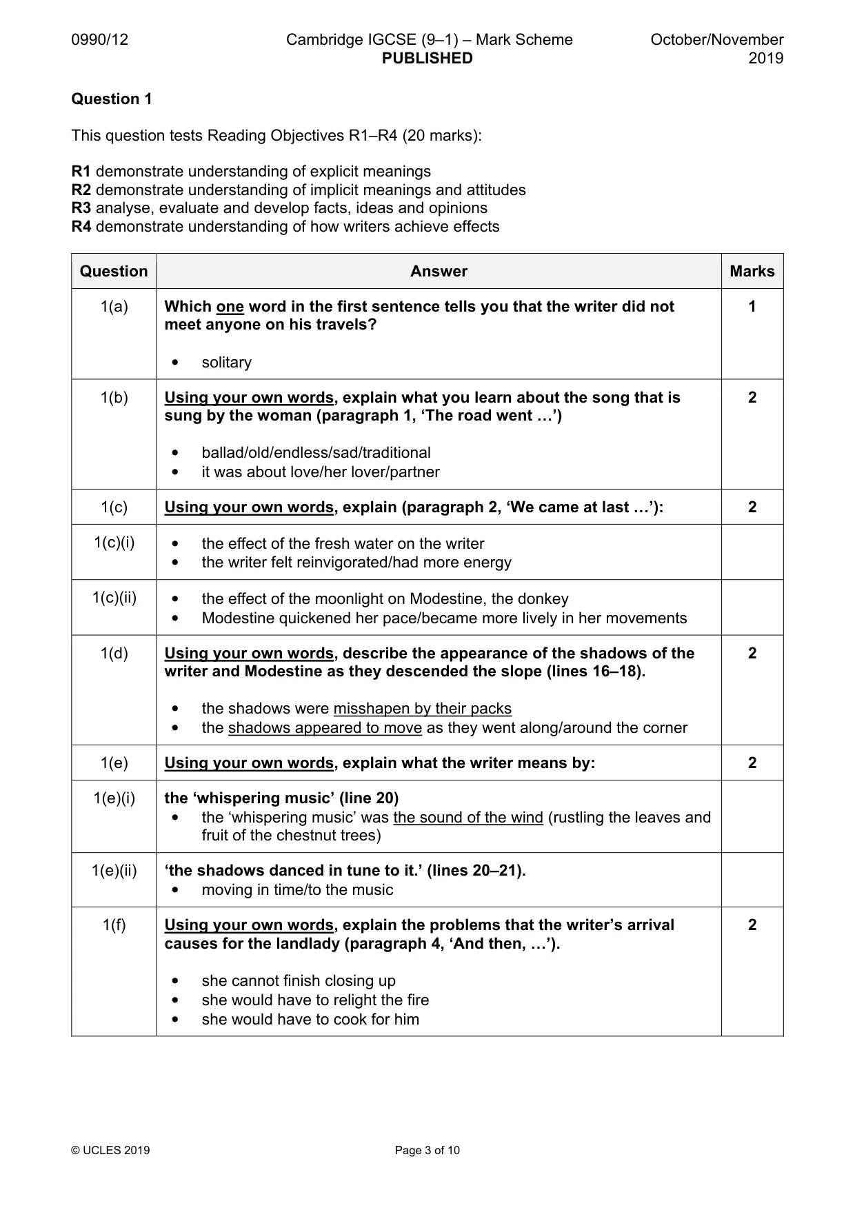 Mark scheme, page 3 of 10