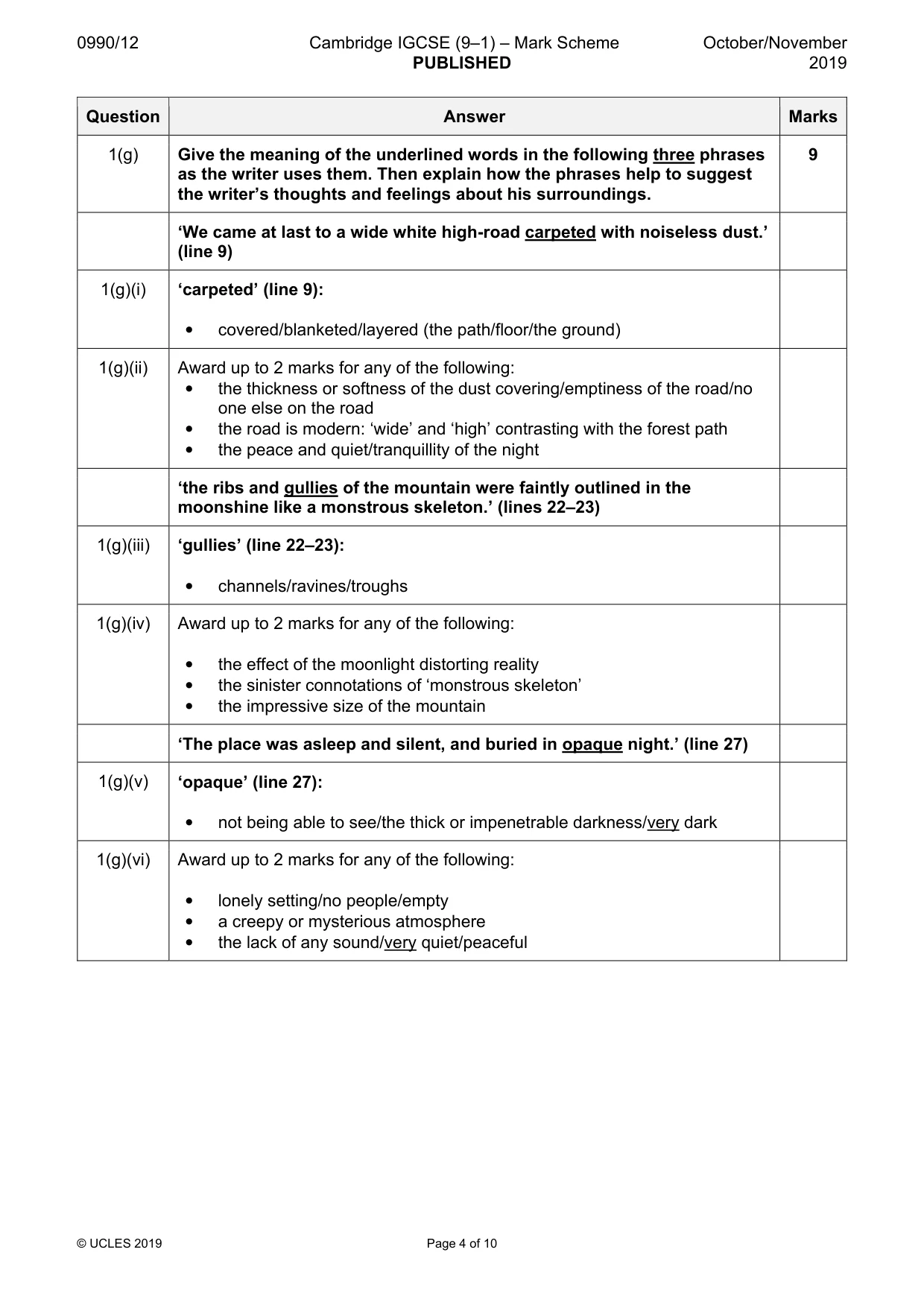 Mark scheme, page 4 of 10