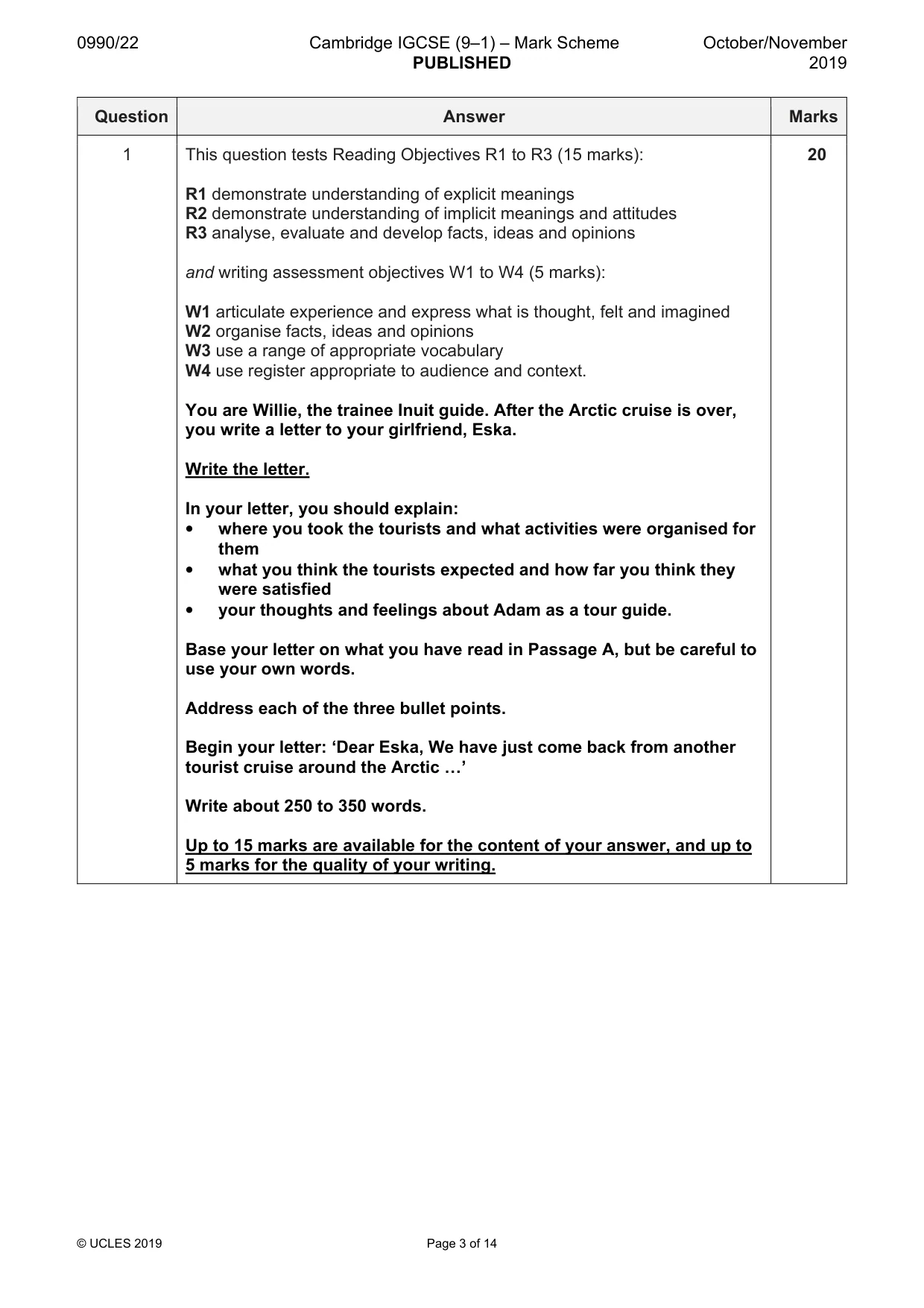 Mark scheme, page 3 of 14