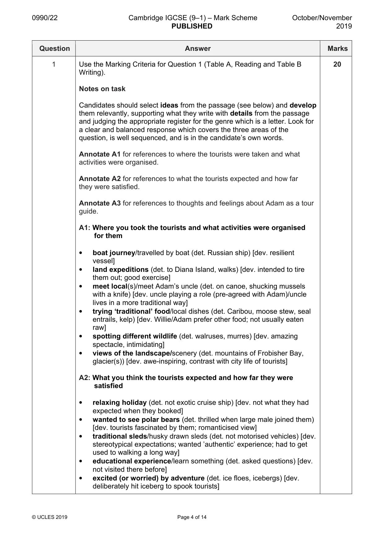Mark scheme, page 4 of 14