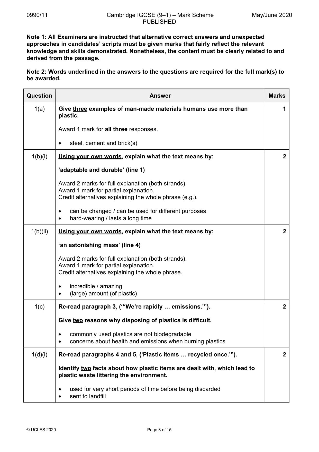Mark scheme, page 3 of 15