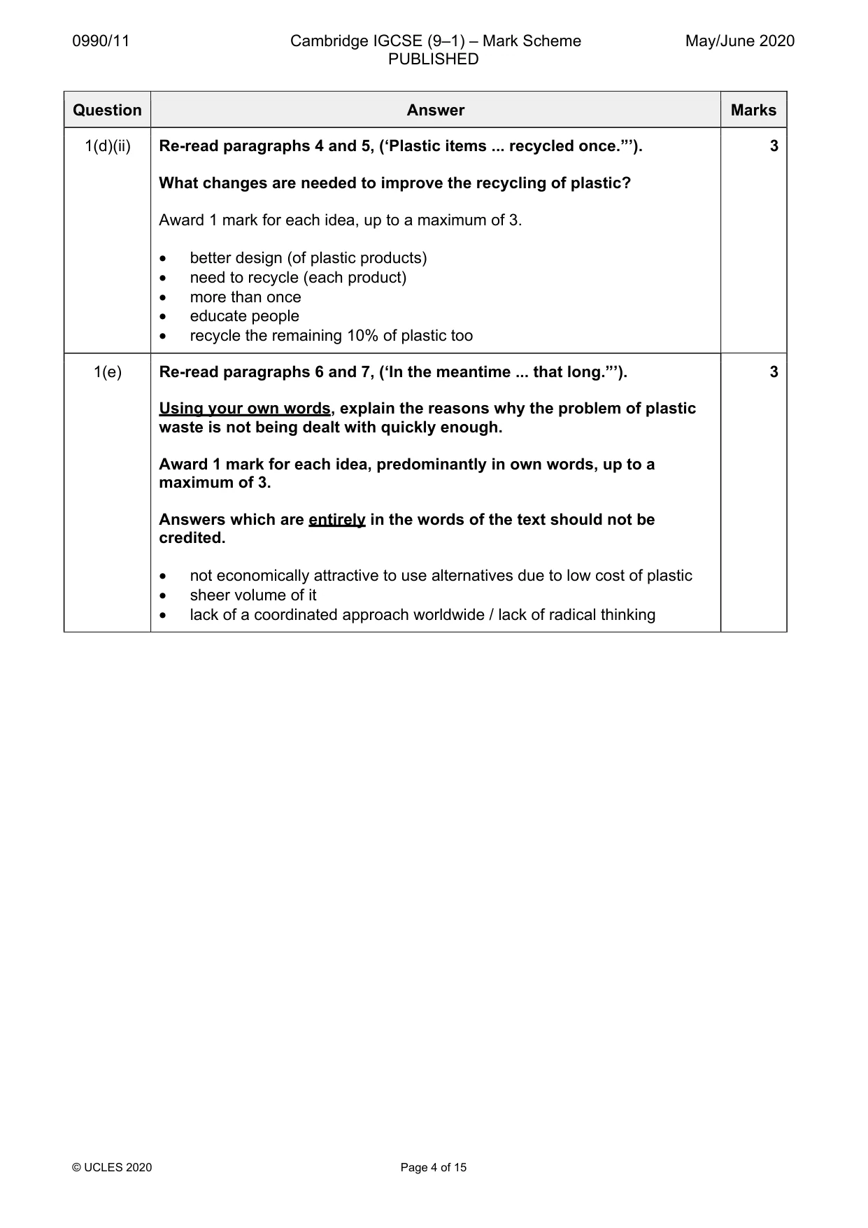 Mark scheme, page 4 of 15