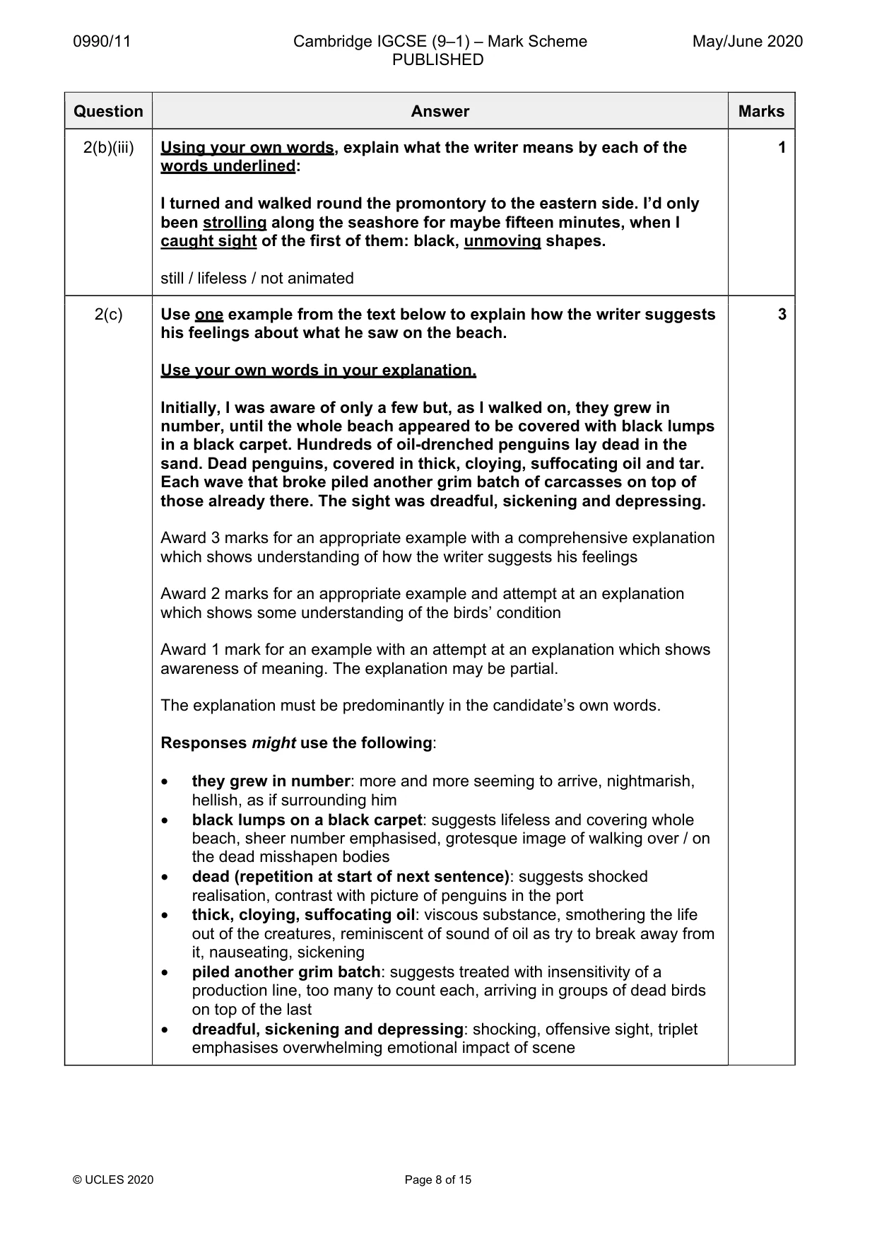 Mark scheme, page 8 of 15