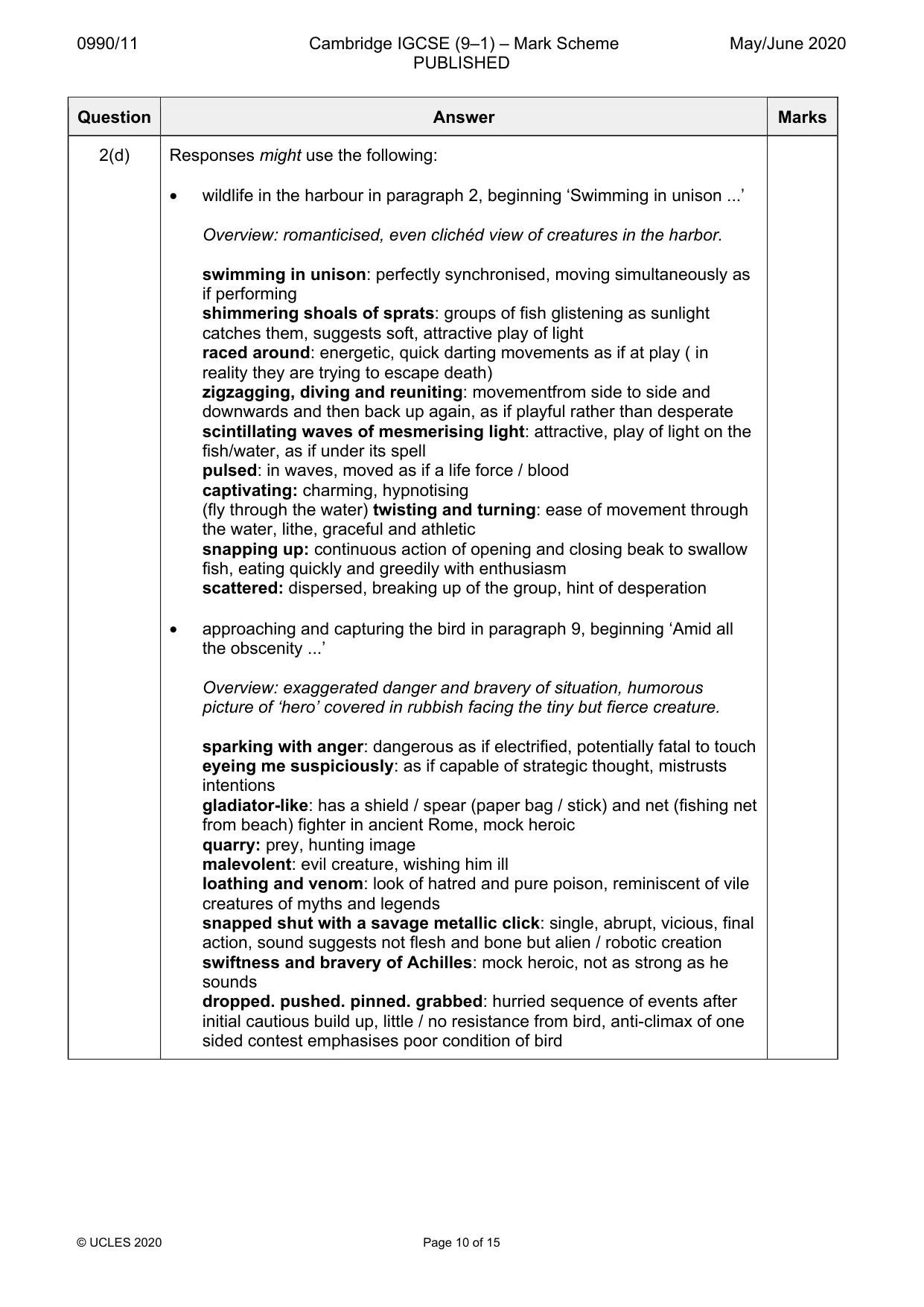 Mark scheme, page 10 of 15