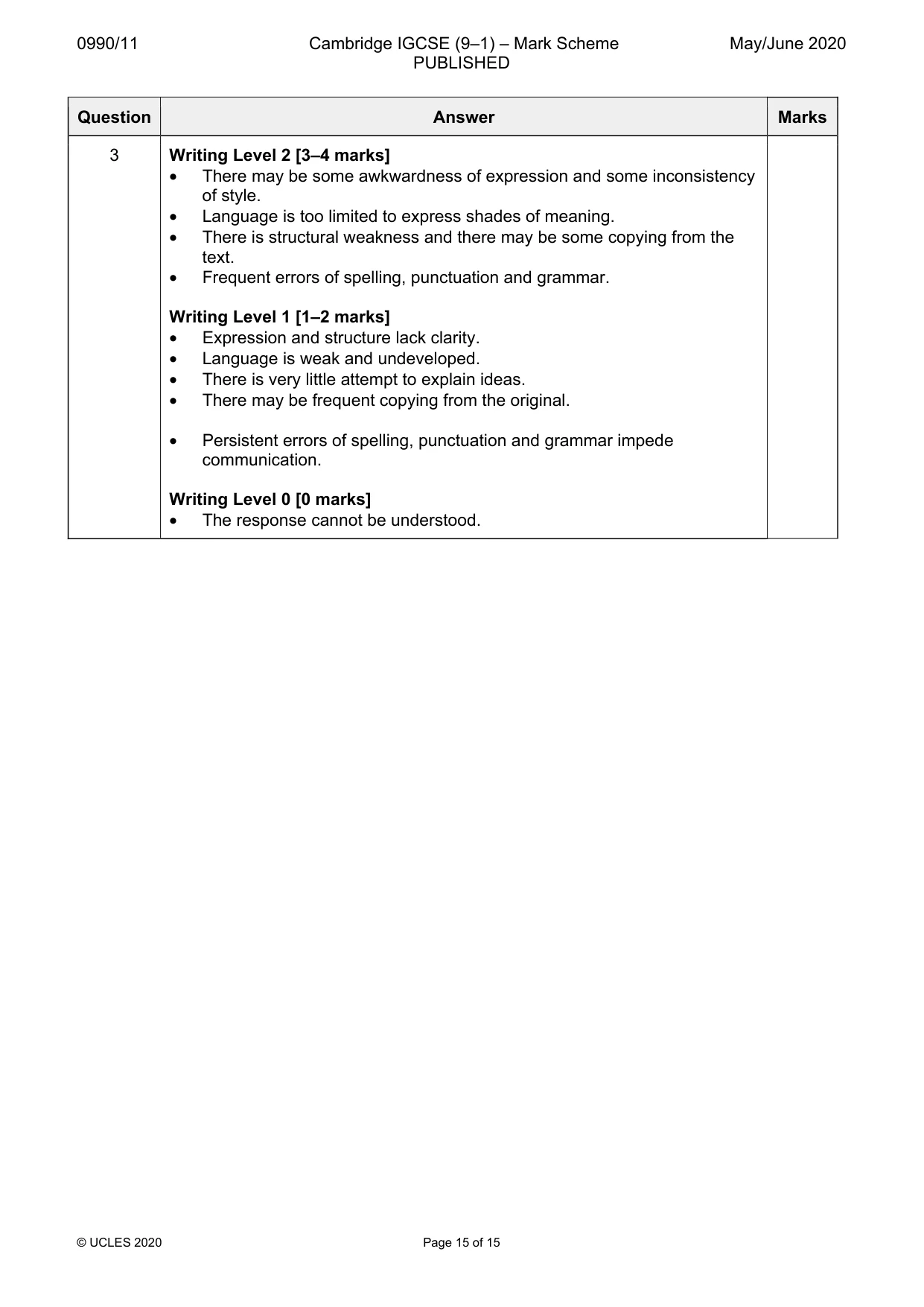 Mark scheme, page 15 of 15