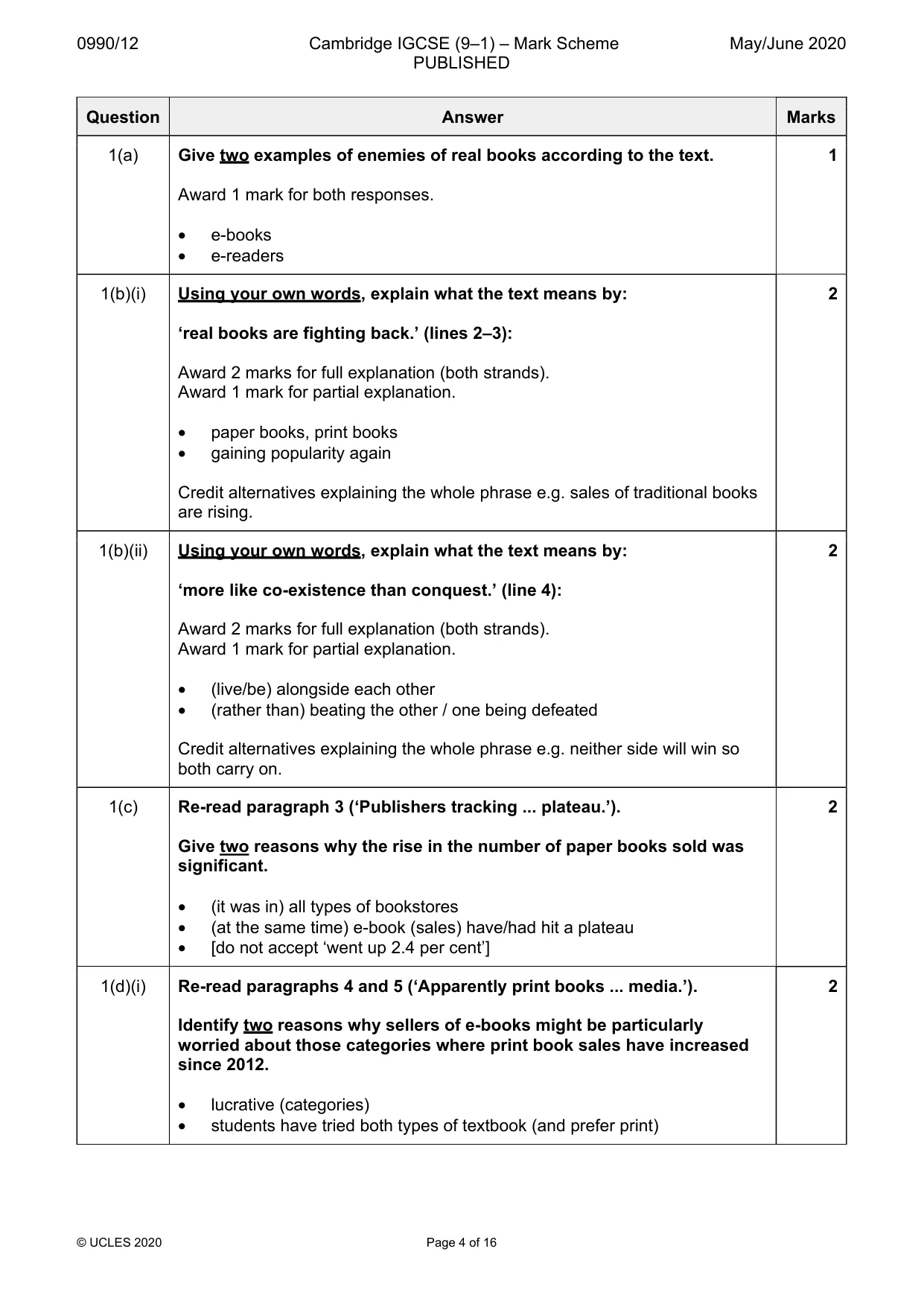 Mark scheme, page 4 of 16
