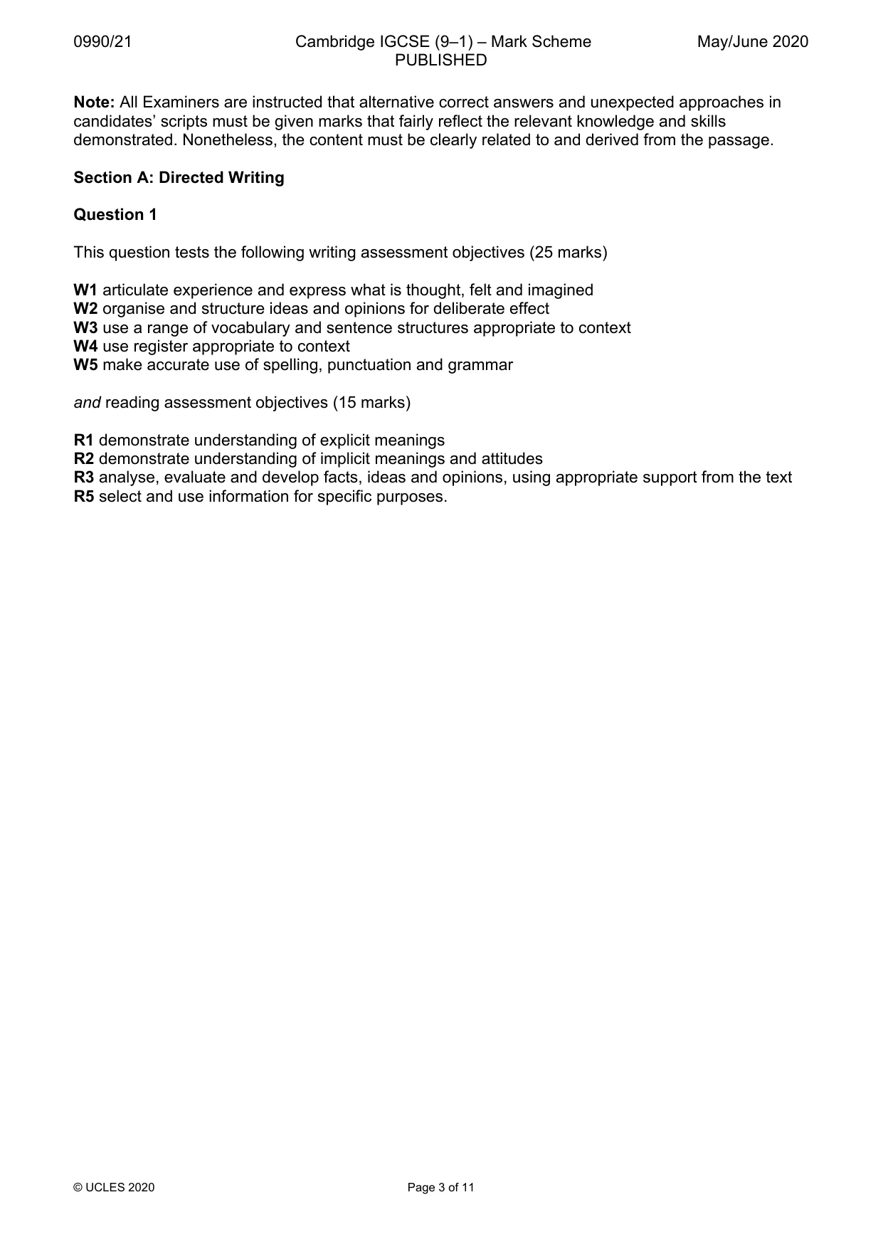 Mark scheme, page 3 of 11
