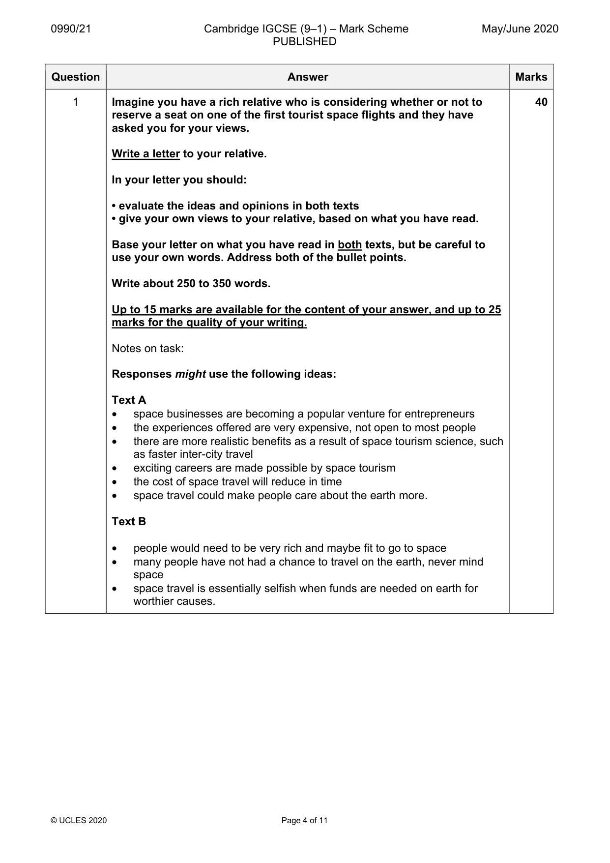 Mark scheme, page 4 of 11