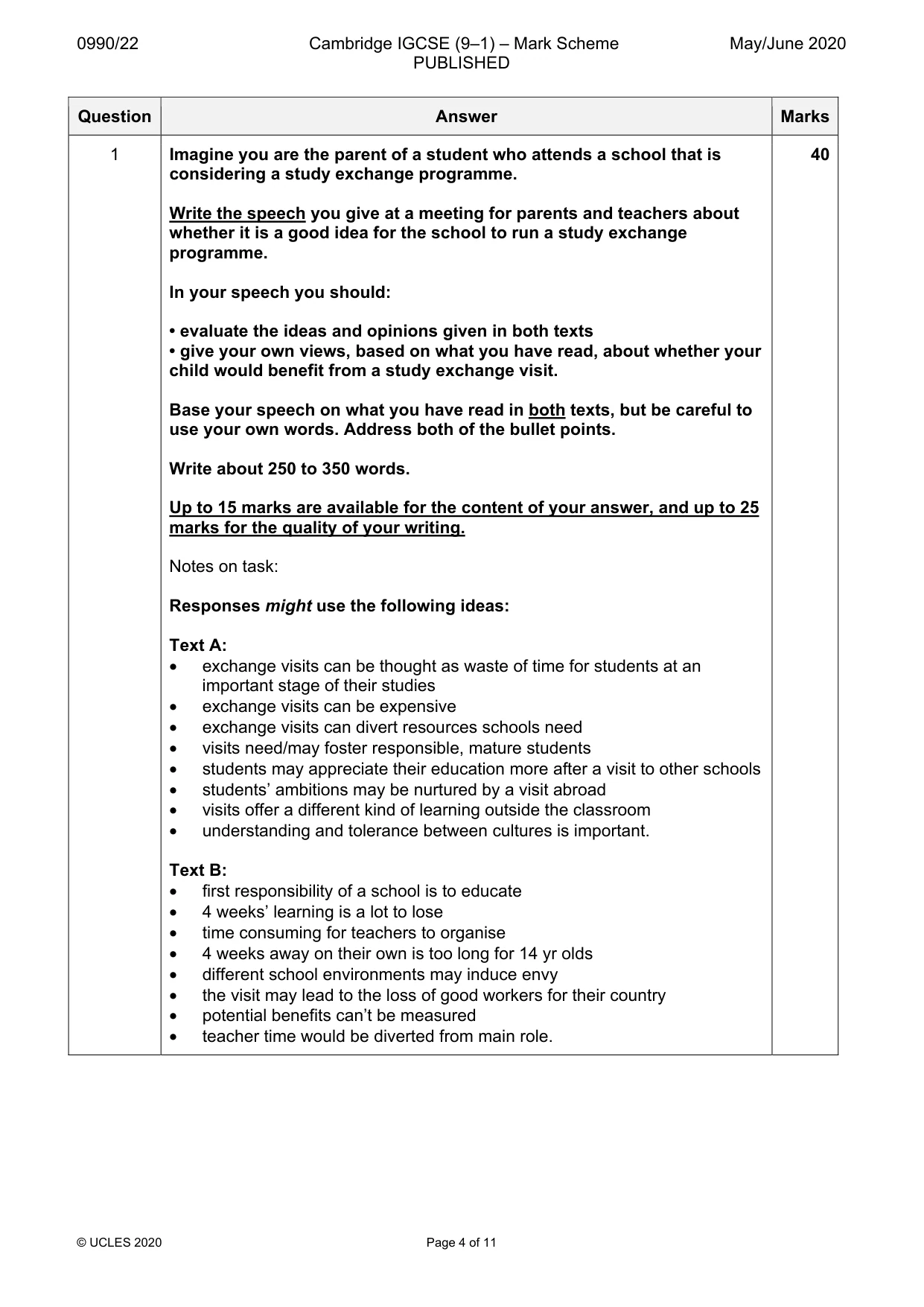 Mark scheme, page 4 of 11