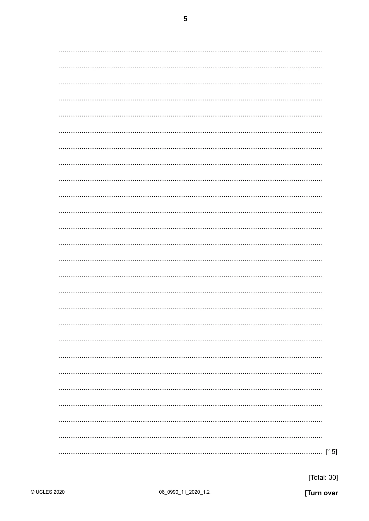 Cambridge IGCSE English - First Language (9-1) 0990 2020 May/June Paper 1 · Variant 1 question paper, page 5 of 16