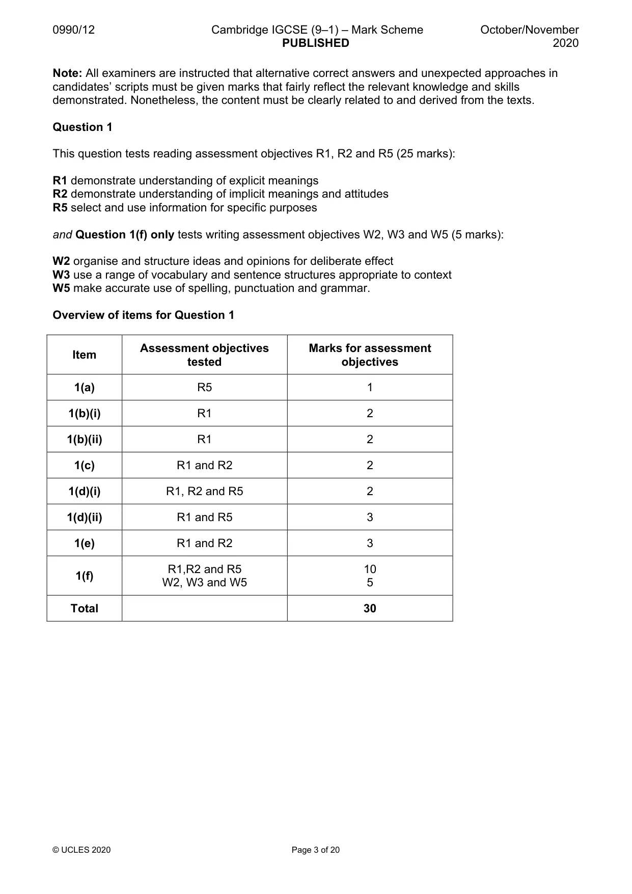 Mark scheme, page 3 of 20