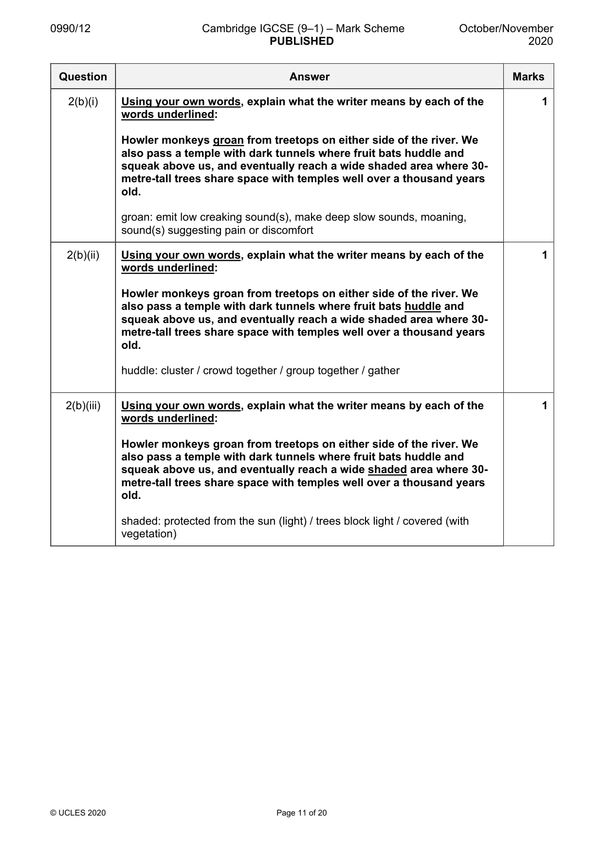 Mark scheme, page 11 of 20