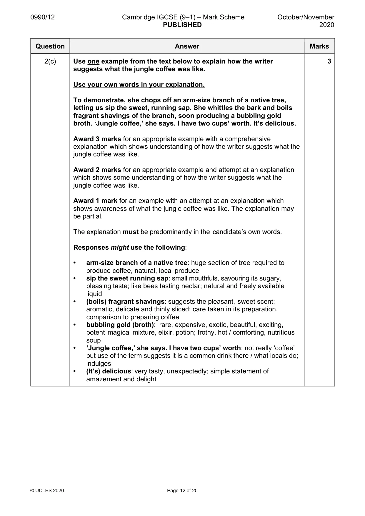 Mark scheme, page 12 of 20