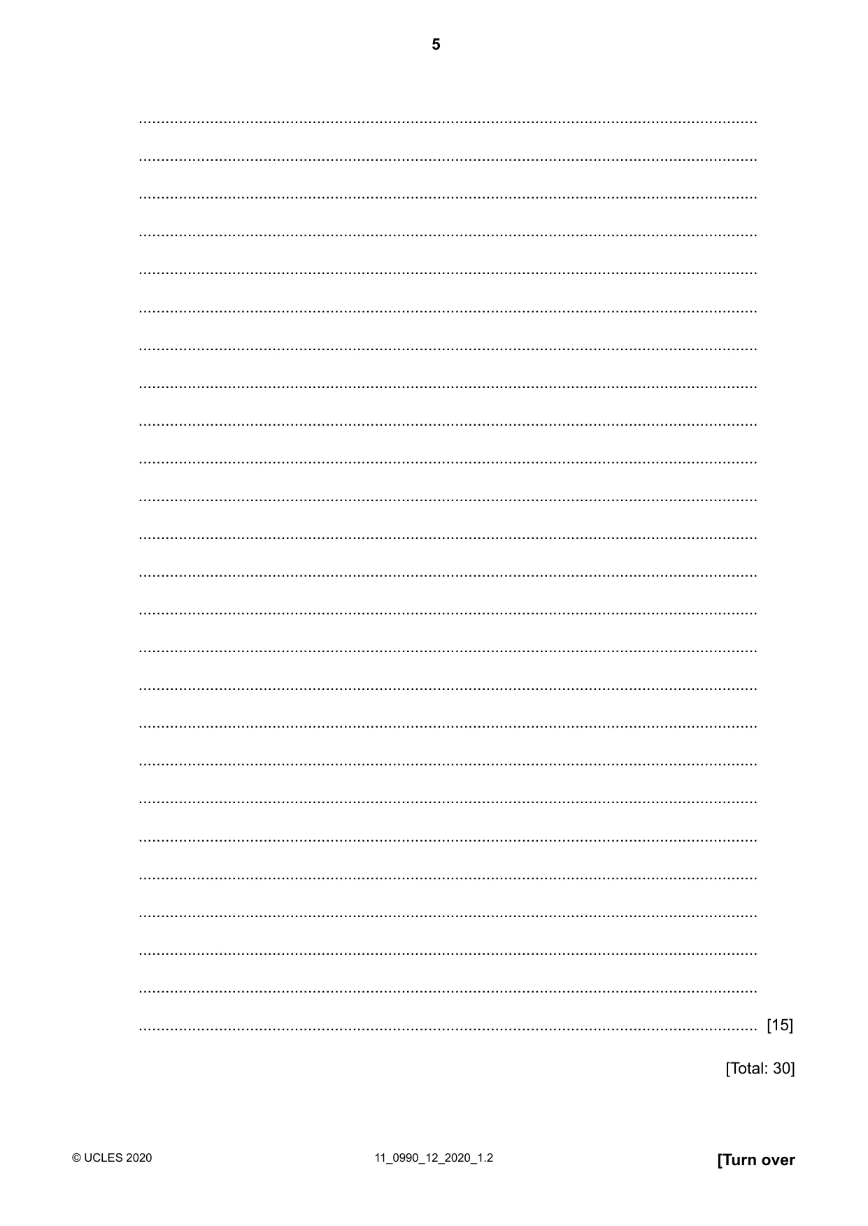 Cambridge IGCSE English - First Language (9-1) 0990 2020 Oct/Nov Paper 1 · Variant 2 question paper, page 5 of 16