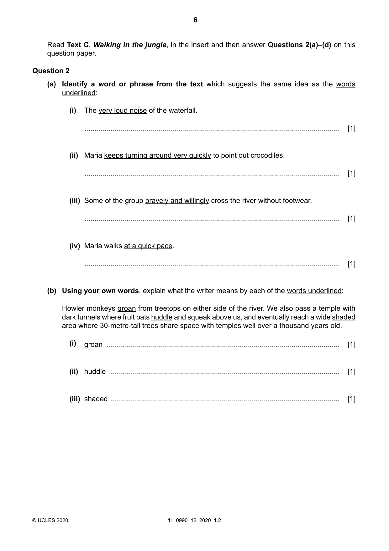 Cambridge IGCSE English - First Language (9-1) 0990 2020 Oct/Nov Paper 1 · Variant 2 question paper, page 6 of 16