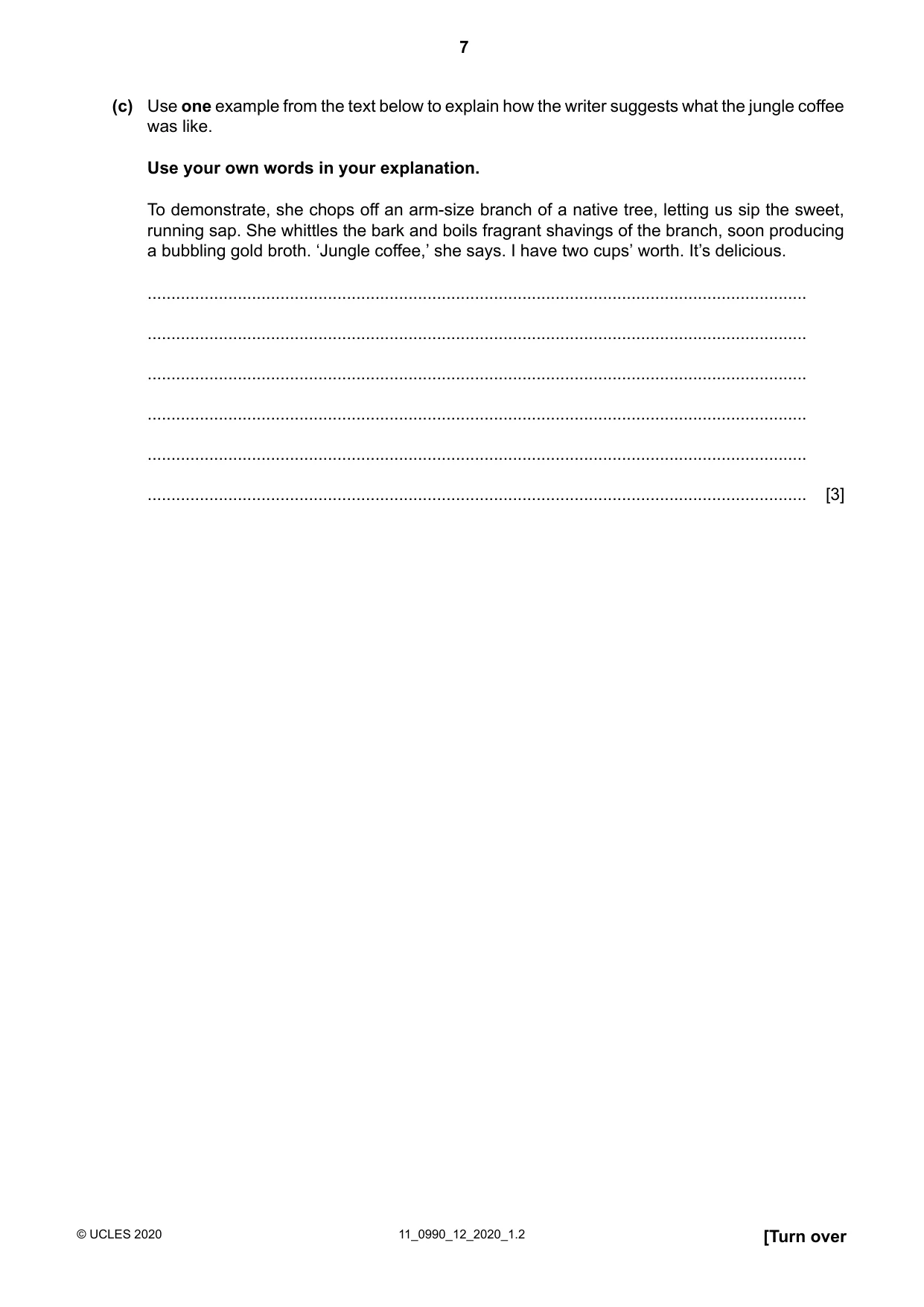Cambridge IGCSE English - First Language (9-1) 0990 2020 Oct/Nov Paper 1 · Variant 2 question paper, page 7 of 16