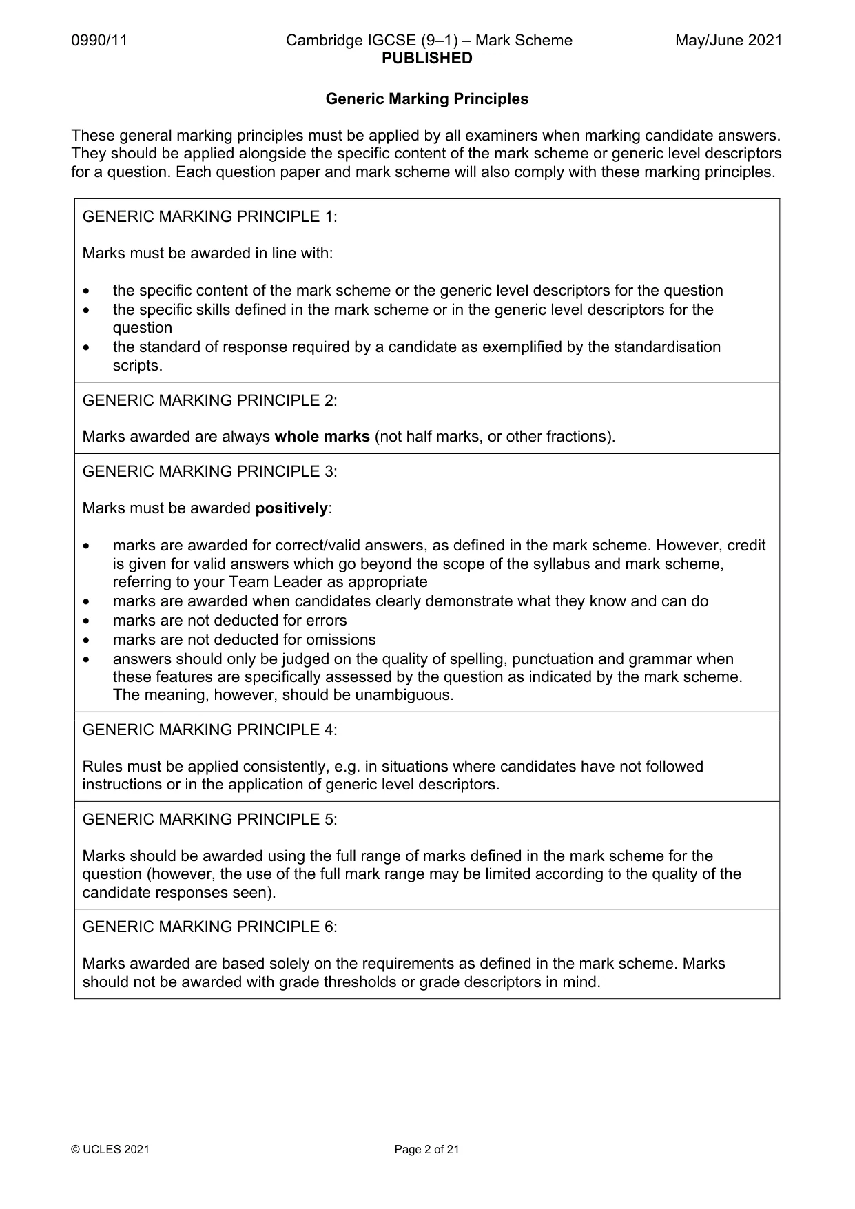 Mark scheme, page 2 of 21