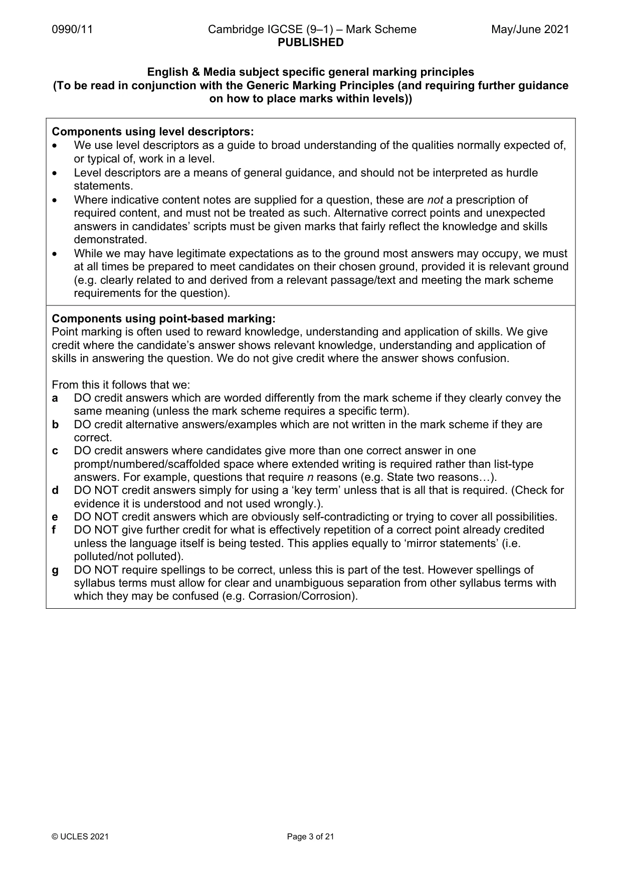 Mark scheme, page 3 of 21