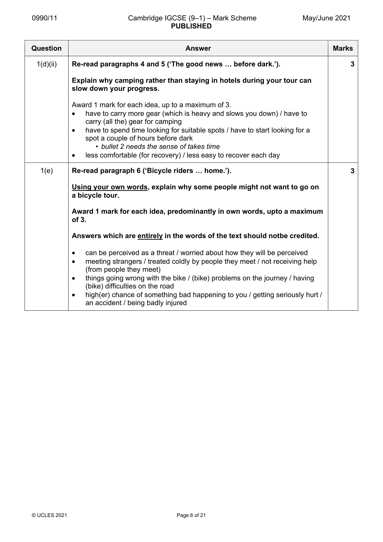 Mark scheme, page 6 of 21