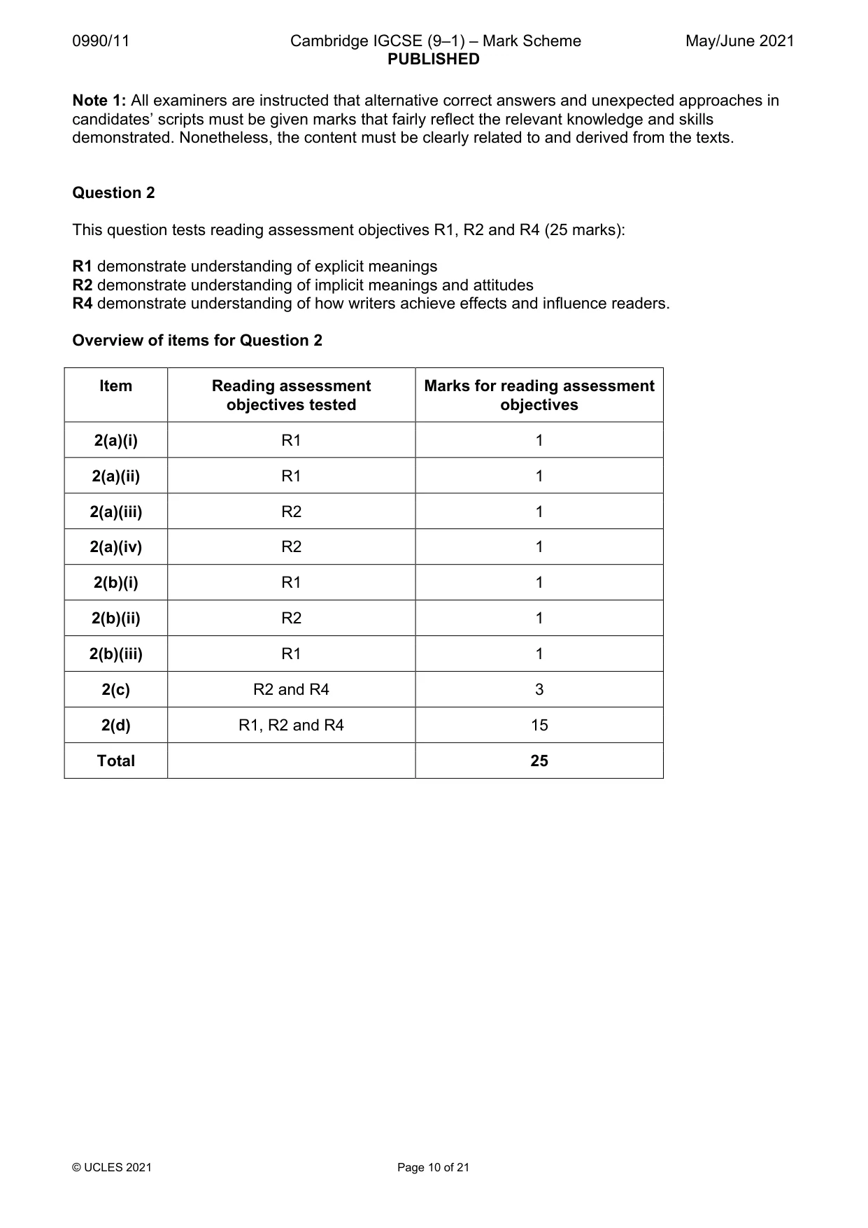 Mark scheme, page 10 of 21