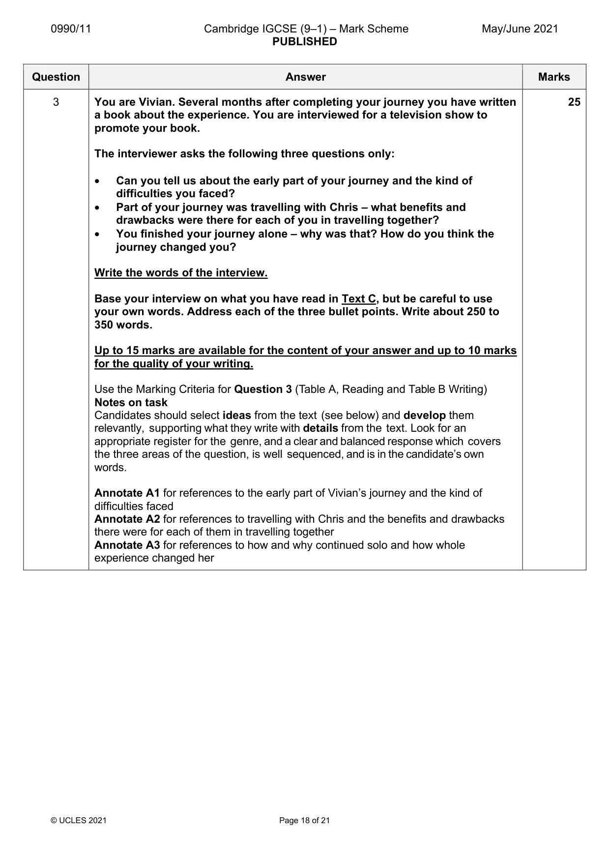 Mark scheme, page 18 of 21