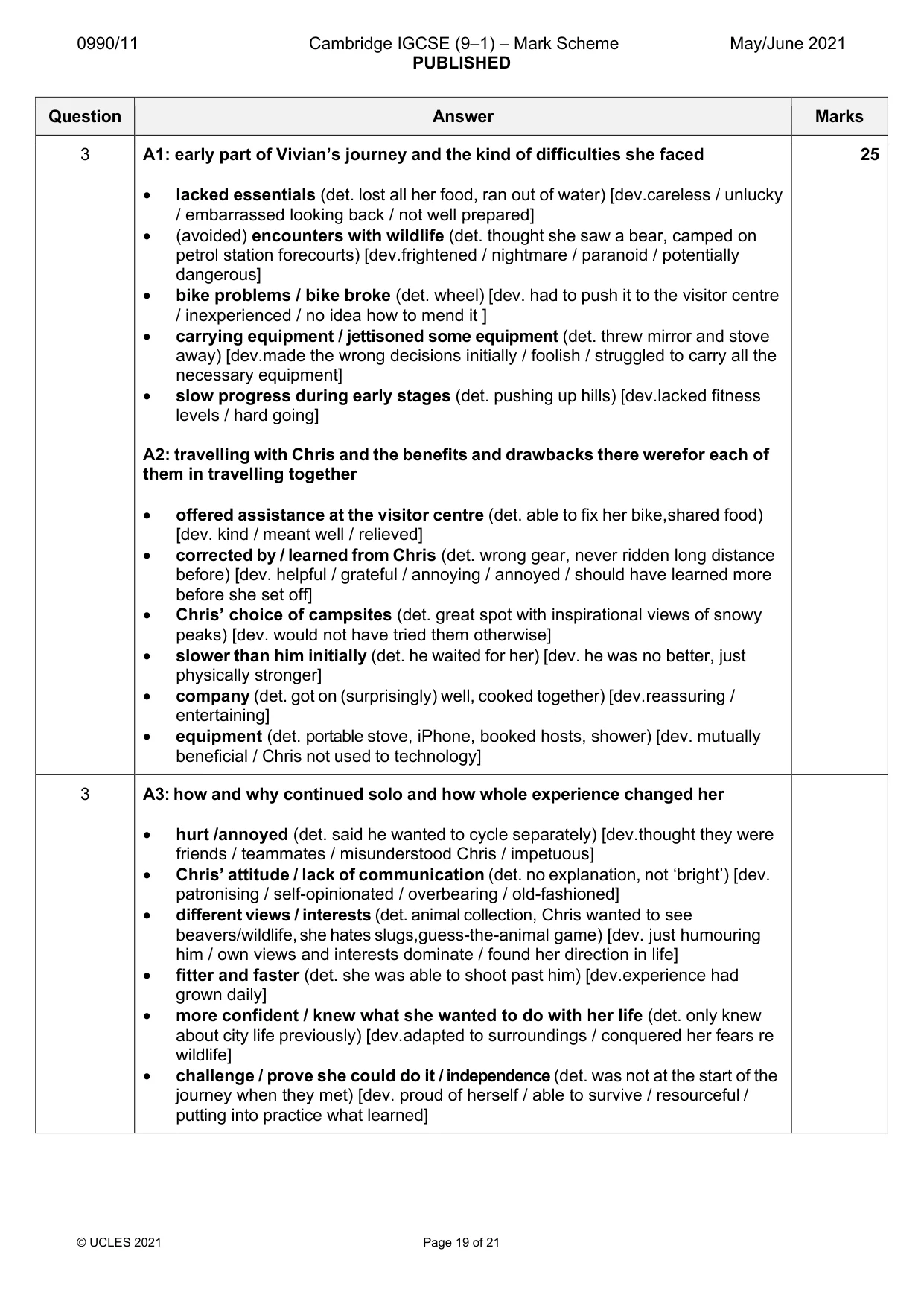 Mark scheme, page 19 of 21