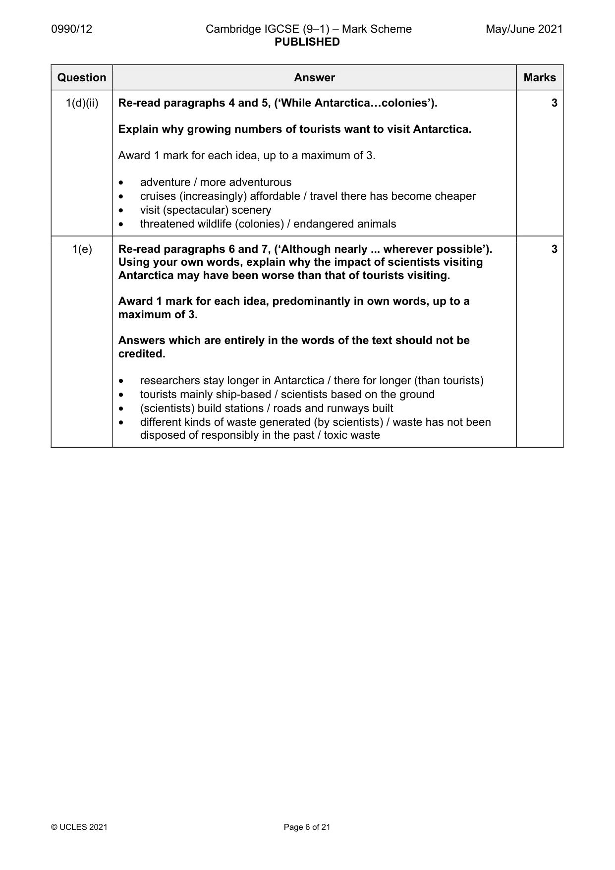Mark scheme, page 6 of 21