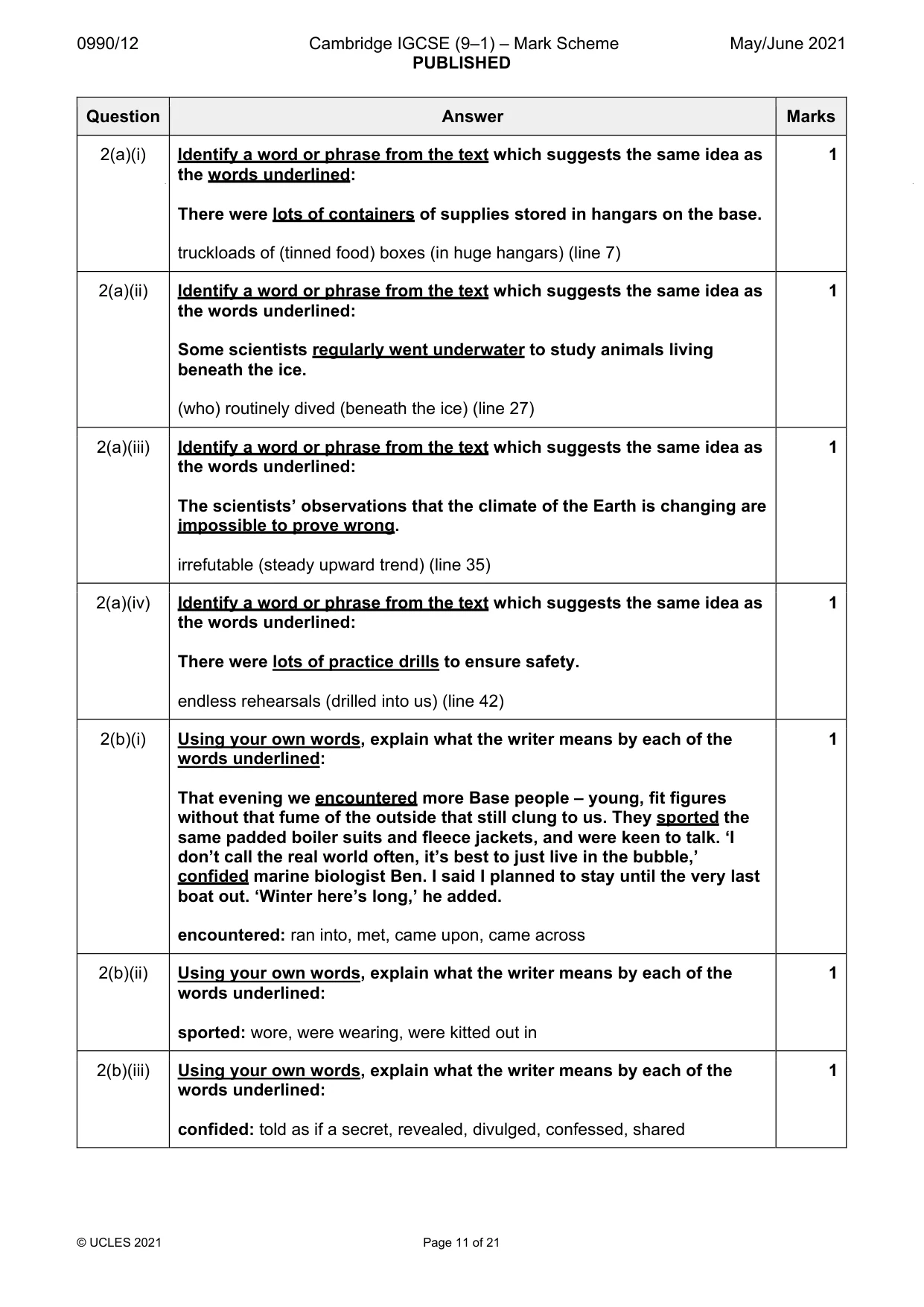 Mark scheme, page 11 of 21