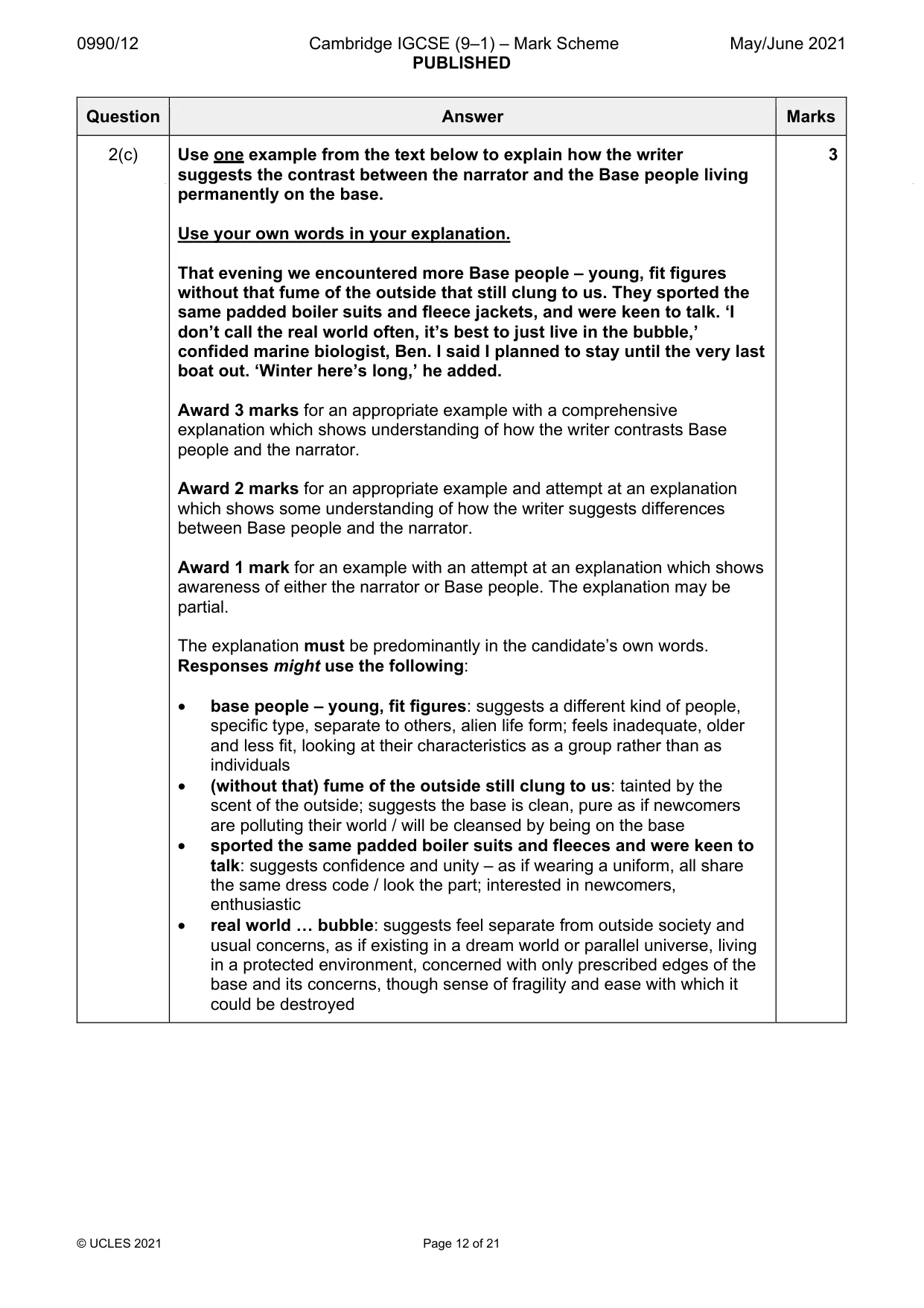 Mark scheme, page 12 of 21