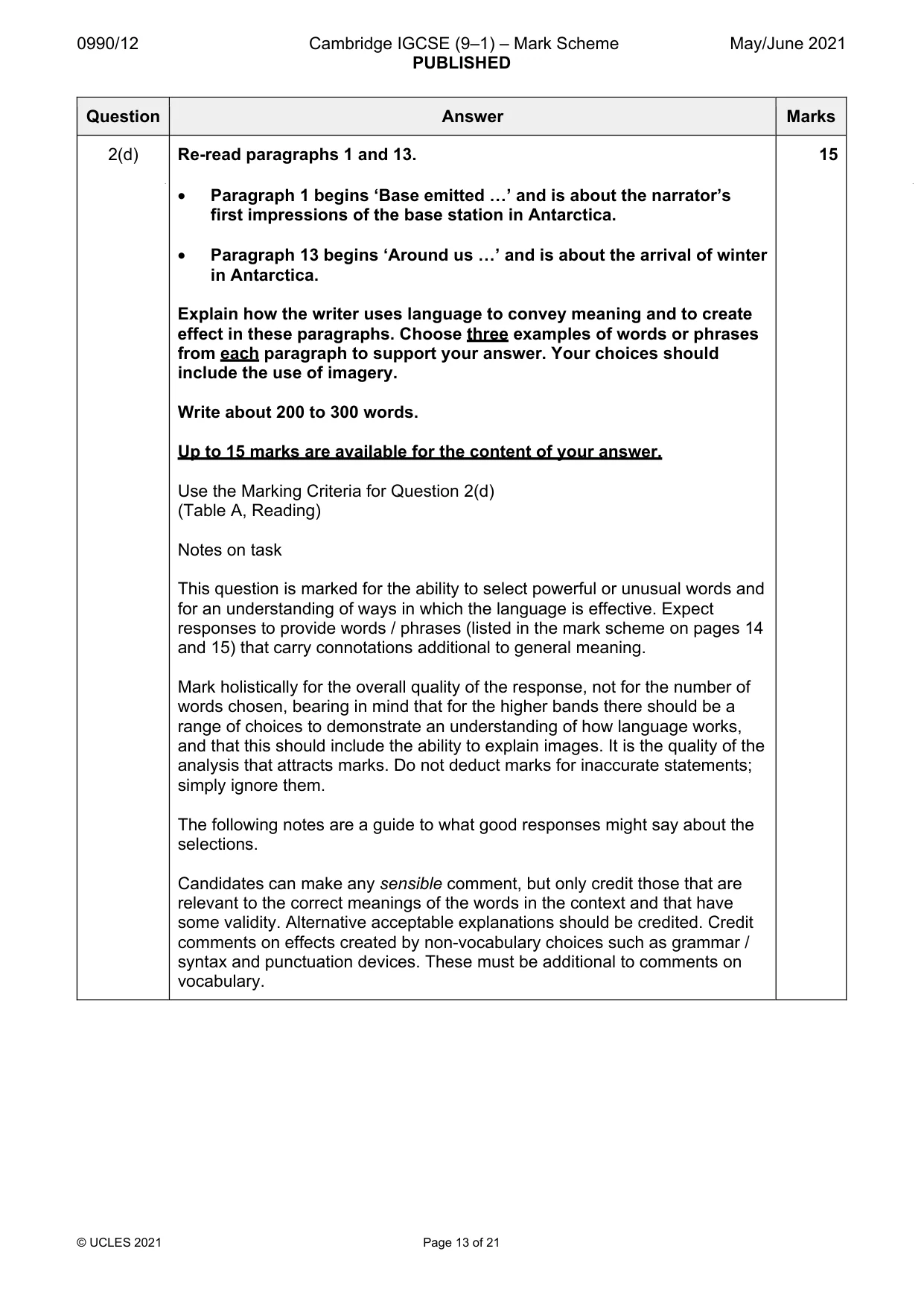 Mark scheme, page 13 of 21