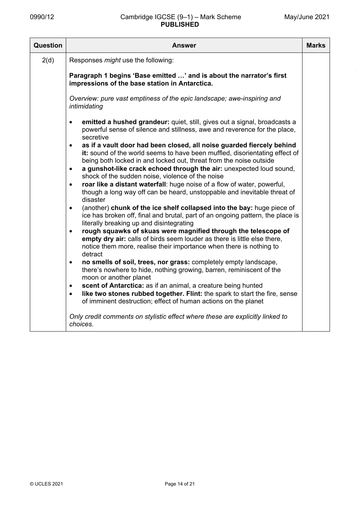 Mark scheme, page 14 of 21