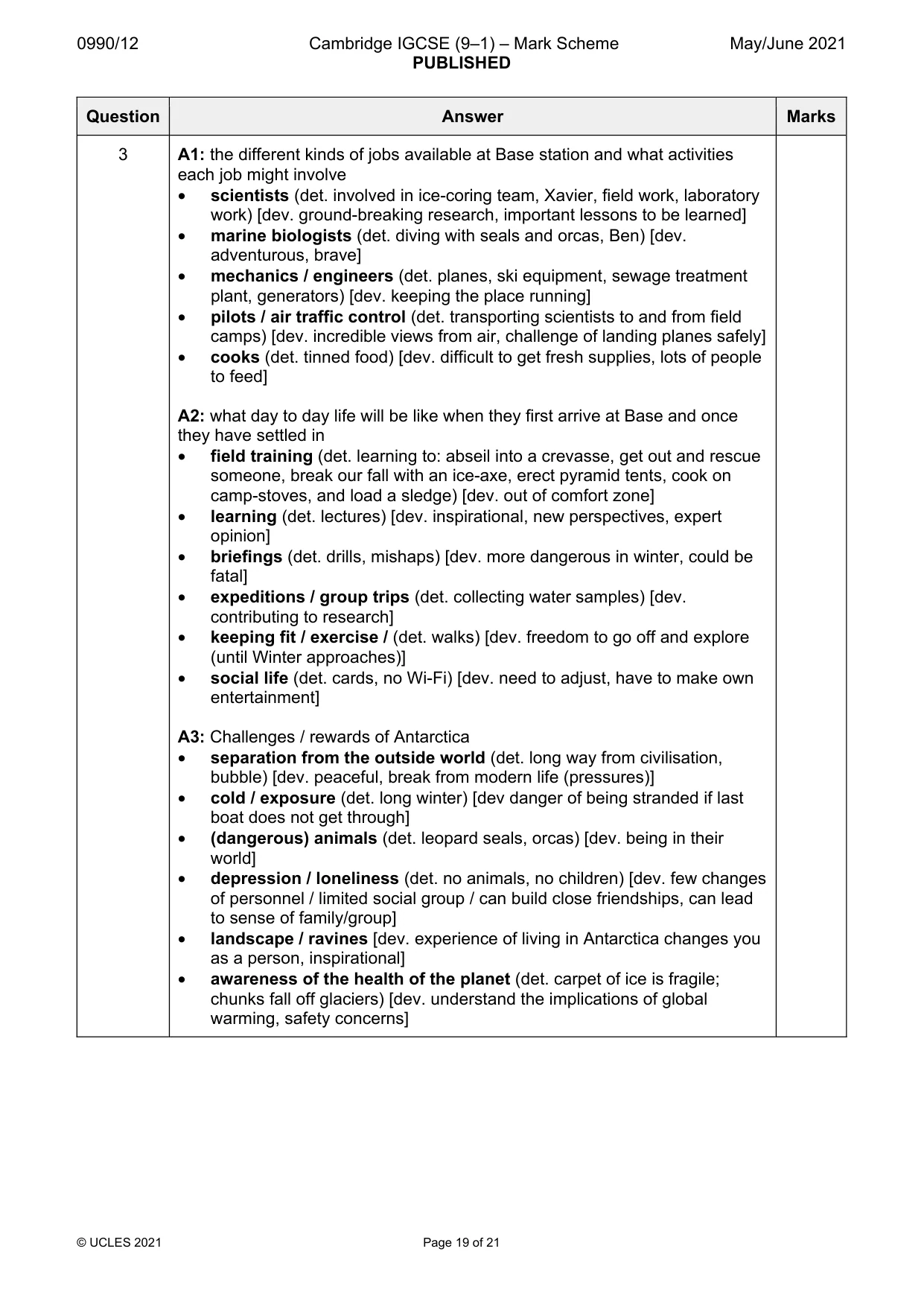 Mark scheme, page 19 of 21