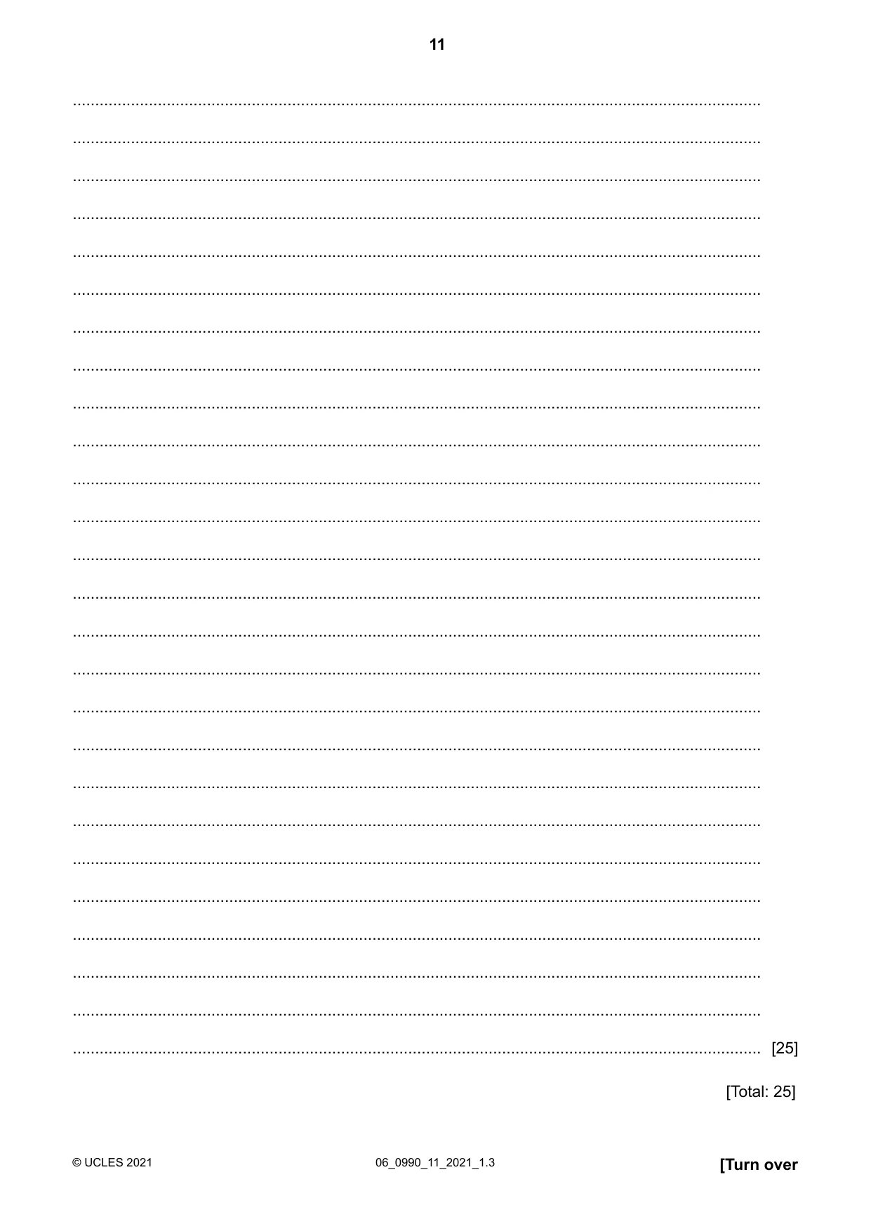 Cambridge IGCSE English - First Language (9-1) 0990 2021 May/June Paper 1 · Variant 1 question paper, page 11 of 16