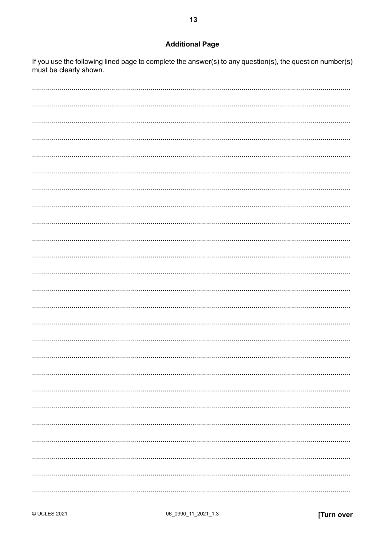 Cambridge IGCSE English - First Language (9-1) 0990 2021 May/June Paper 1 · Variant 1 question paper, page 13 of 16