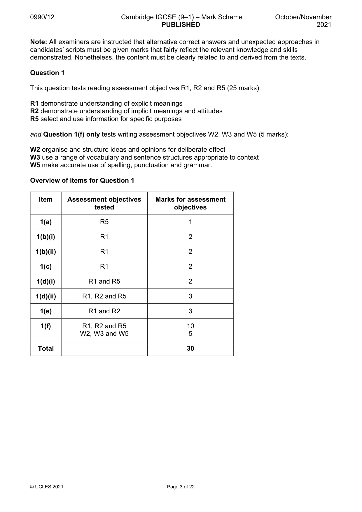 Mark scheme, page 3 of 22