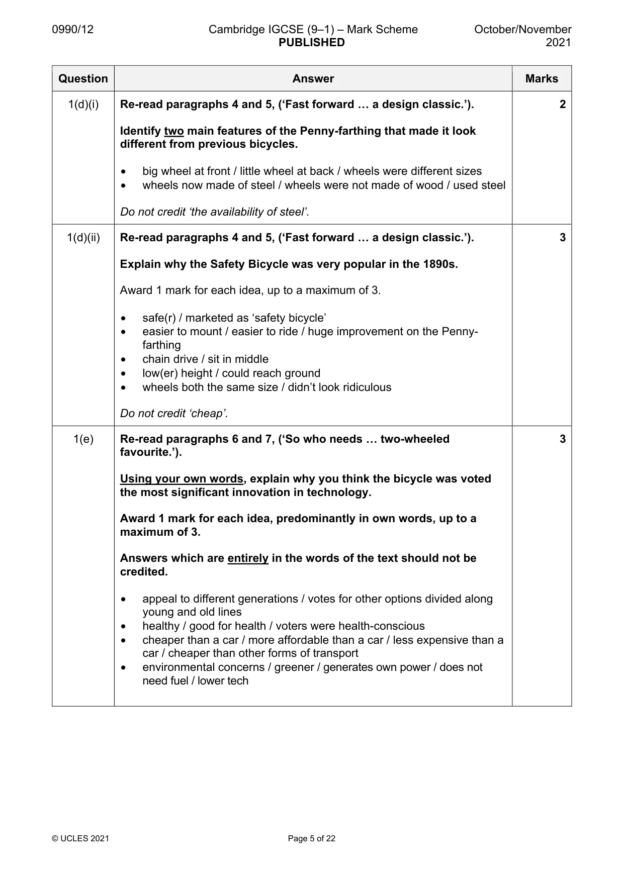 Mark scheme, page 5 of 22