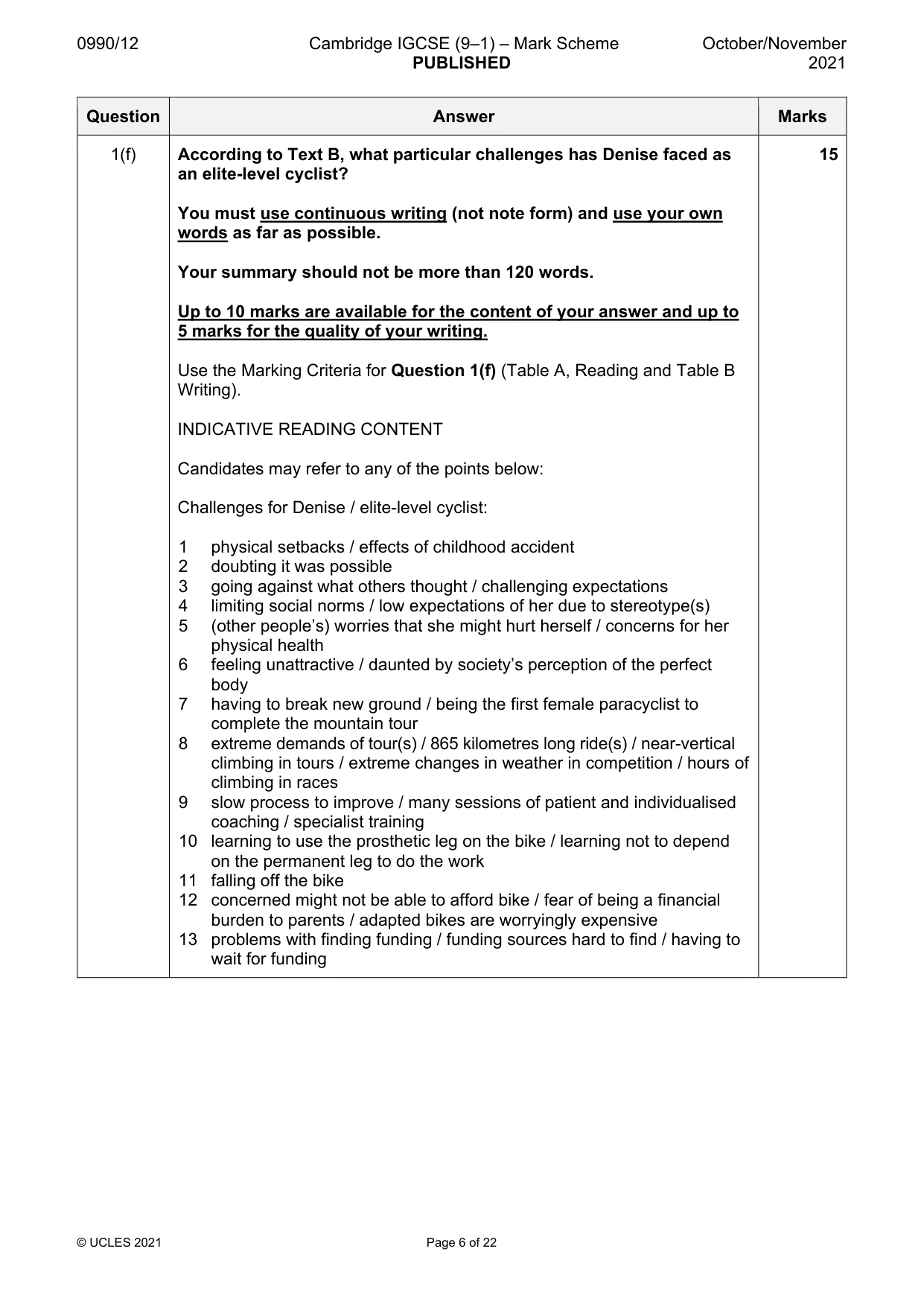 Mark scheme, page 6 of 22